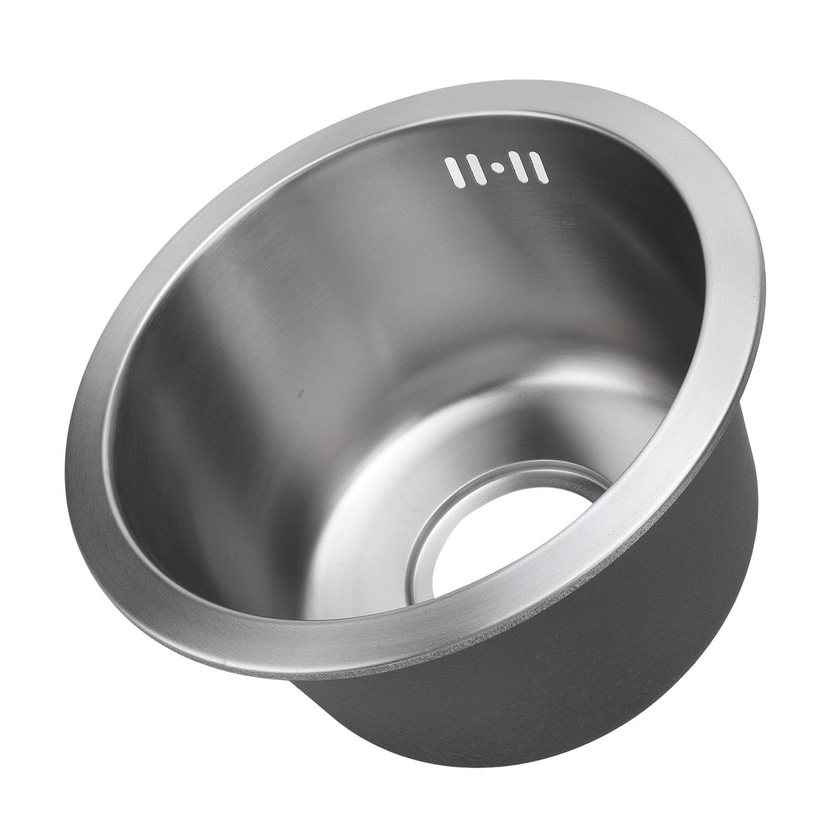 Kitchen Sink Undermount 304 Stainless Steel Single Bowl Mini Round Sink with Strainer 28cm Outer Diameter Brushed