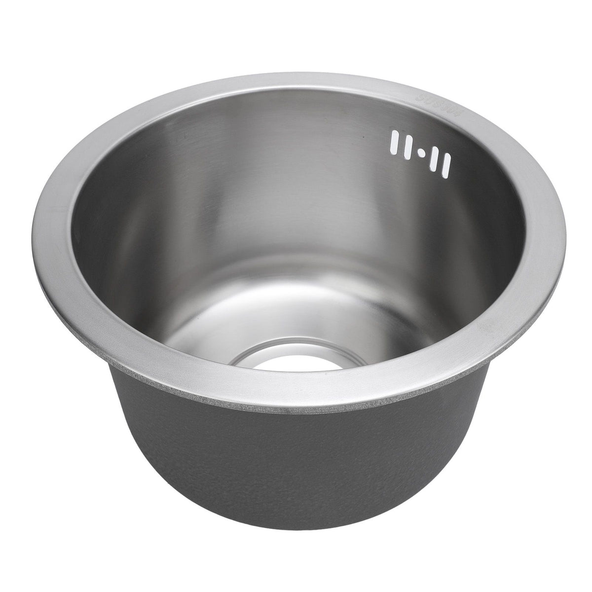 Kitchen Sink Undermount 304 Stainless Steel Single Bowl Mini Round Sink with Strainer 28cm Outer Diameter Brushed