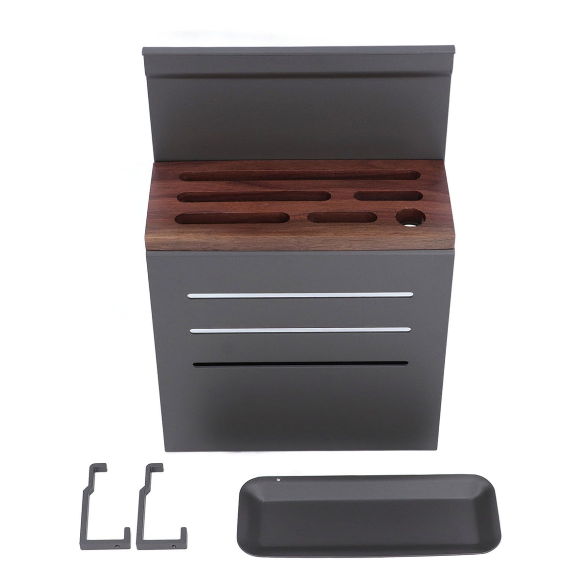 Wall Mount Cutlery Block Rack Aluminium Alloy Multifunctional Kitchen Cutlery Holder Utensil Organizer Silver Gray