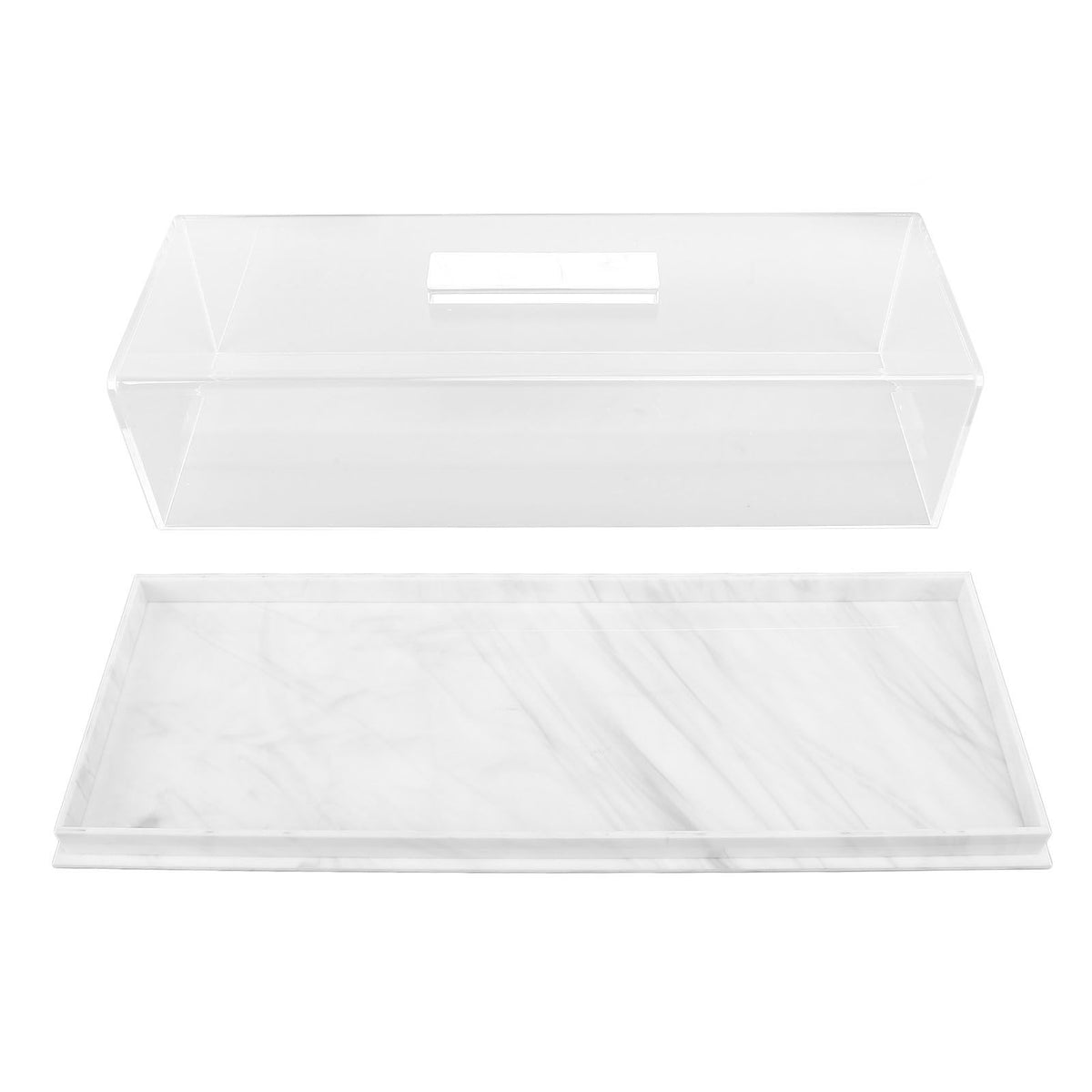 Rectangular Cake Tray Marble Grain Acrylic Multifunctional Dessert Serving Tray with Lid