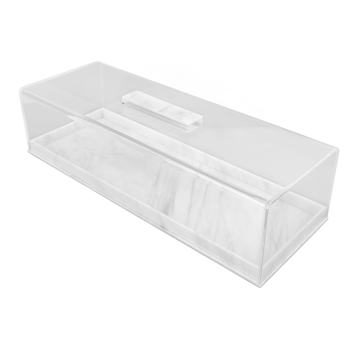 Rectangular Cake Tray Marble Grain Acrylic Multifunctional Dessert Serving Tray with Lid