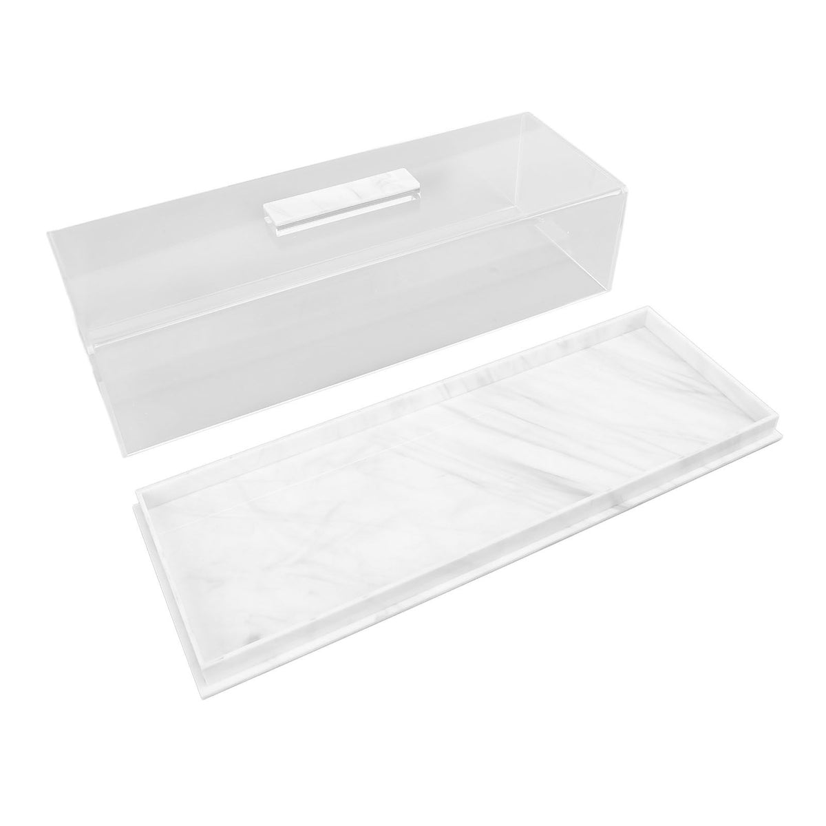 Rectangular Cake Tray Marble Grain Acrylic Multifunctional Dessert Serving Tray with Lid