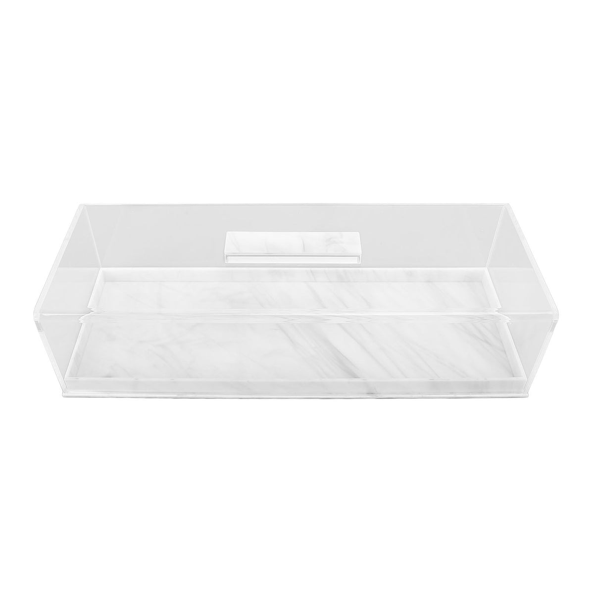 Rectangular Cake Tray Marble Grain Acrylic Multifunctional Dessert Serving Tray with Lid