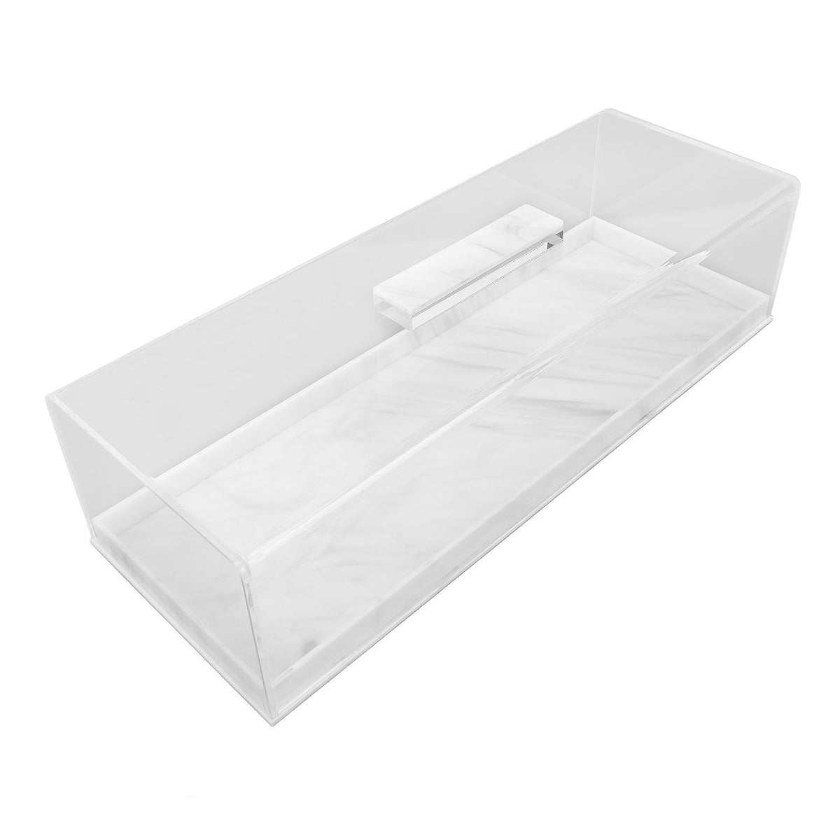 Rectangular Cake Tray Marble Grain Acrylic Multifunctional Dessert Serving Tray with Lid