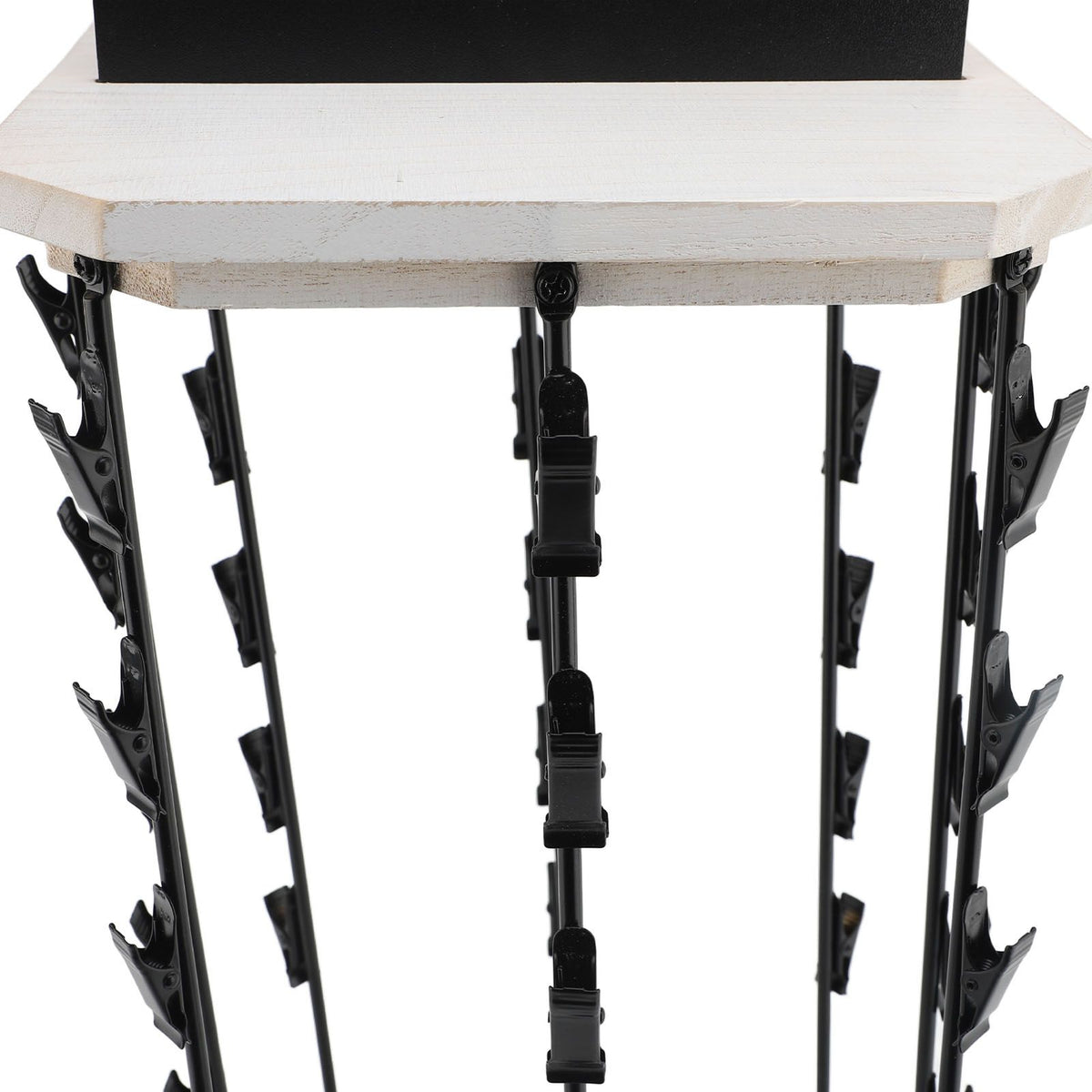 Chip Rack with Top Writing Pad Creative 360° Rotating 5 Tiers 40 Clips Wood Chip Display Stand for Snack Candy