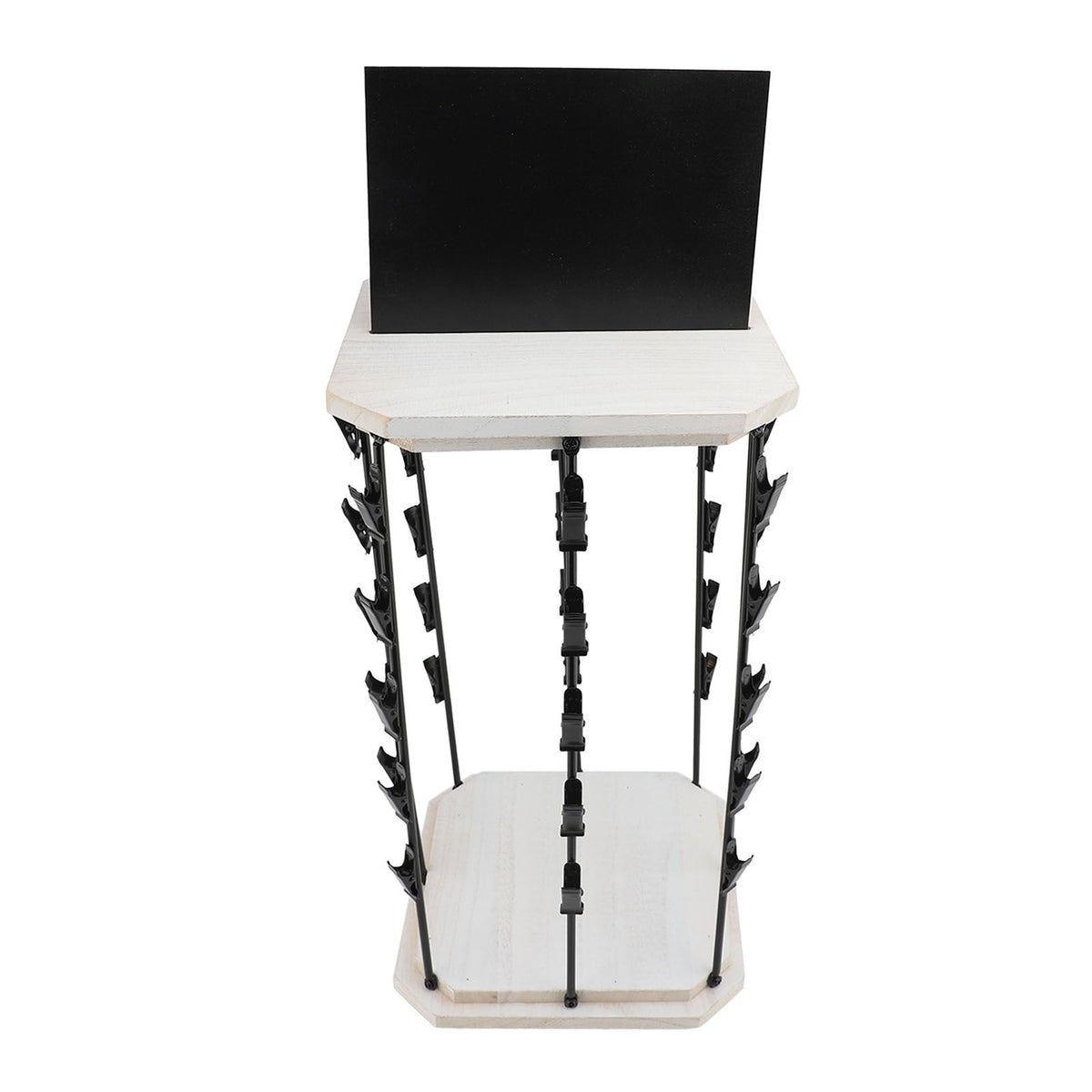 Chip Rack with Top Writing Pad Creative 360° Rotating 5 Tiers 40 Clips Wood Chip Display Stand for Snack Candy