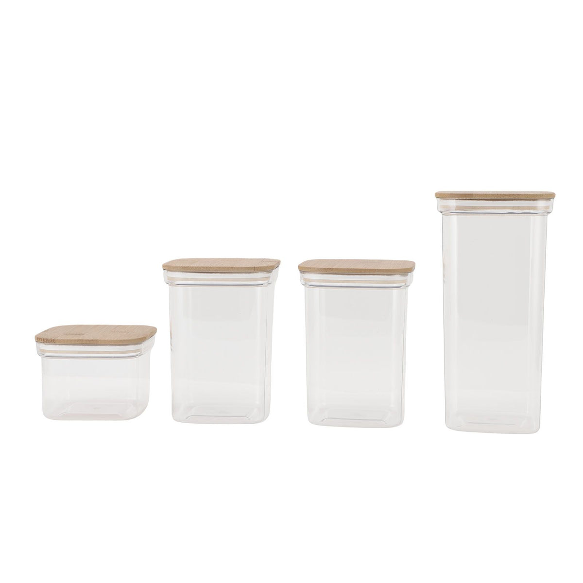 Food Storage Jars Plastic Airtight Containers with Bambusoideae Lids Kitchen Square Clear Canisters for Grain Nuts Tea 1Pc 2000ml 2Pc 1300ml 3Pc 600ml
