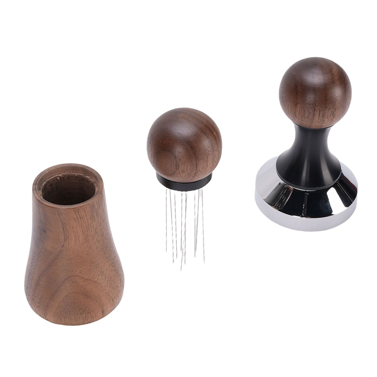 Needle Type Coffee Distributor Stainless Steel Walnut Wood Coffee Tamper for Coffee Machine Supplies 58mm / 2.28in