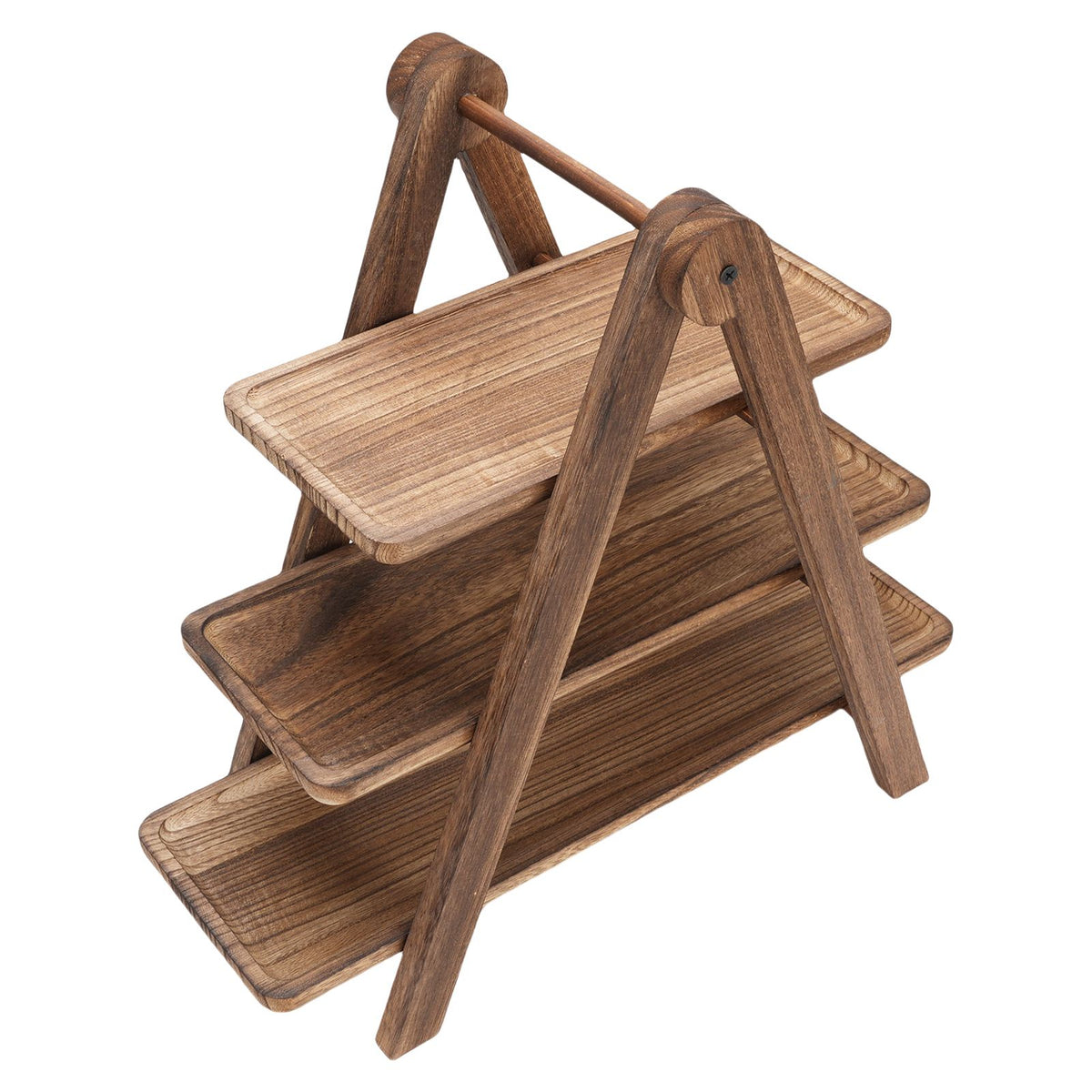 Wood 3 Tier Serving Tray Cupcake Display Rectangle Platter Wooden Farmhouse Tiered Tray