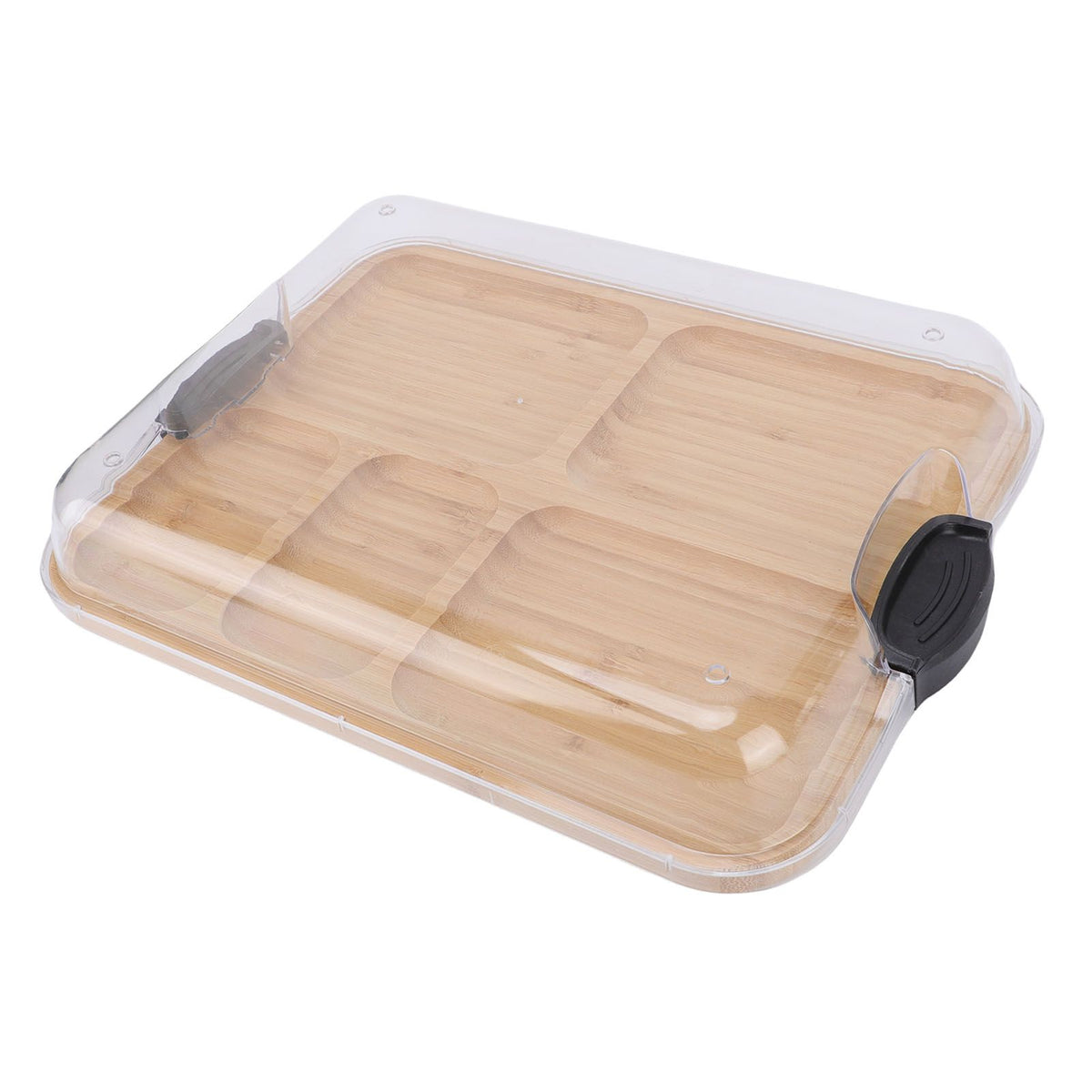 Charcuterie Board with Clear Lid 5 Sections Wooden Cheese Board for Serving Picnics