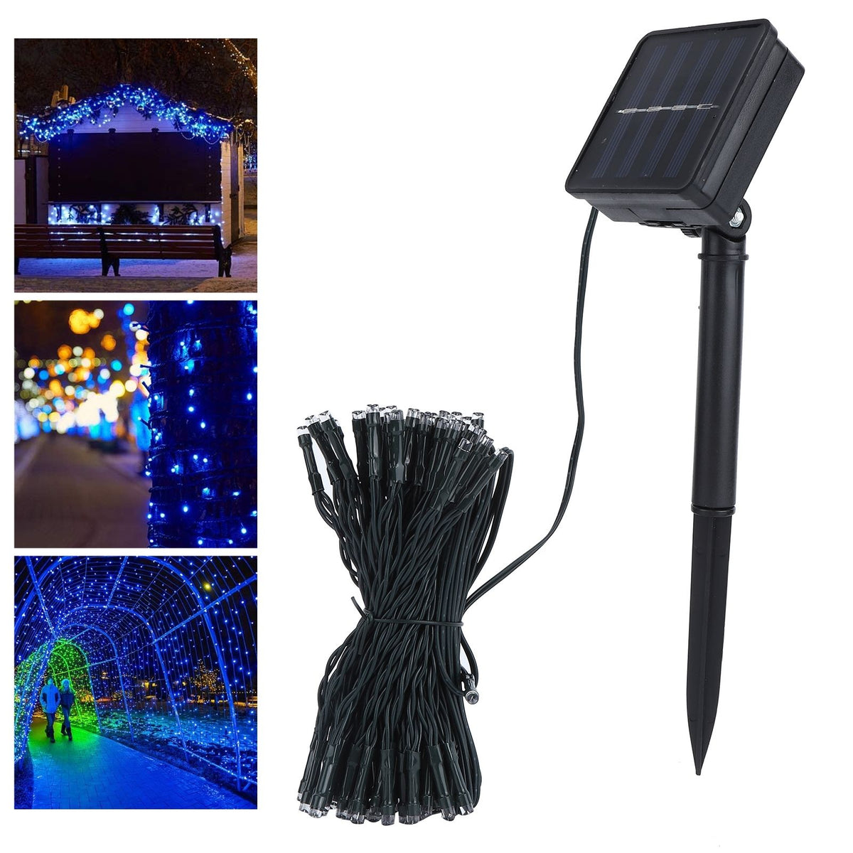 Outdoor Waterproof LED Solar String Lights for Xmas Tree Garden Wedding Lawn Party DecorBlue Light