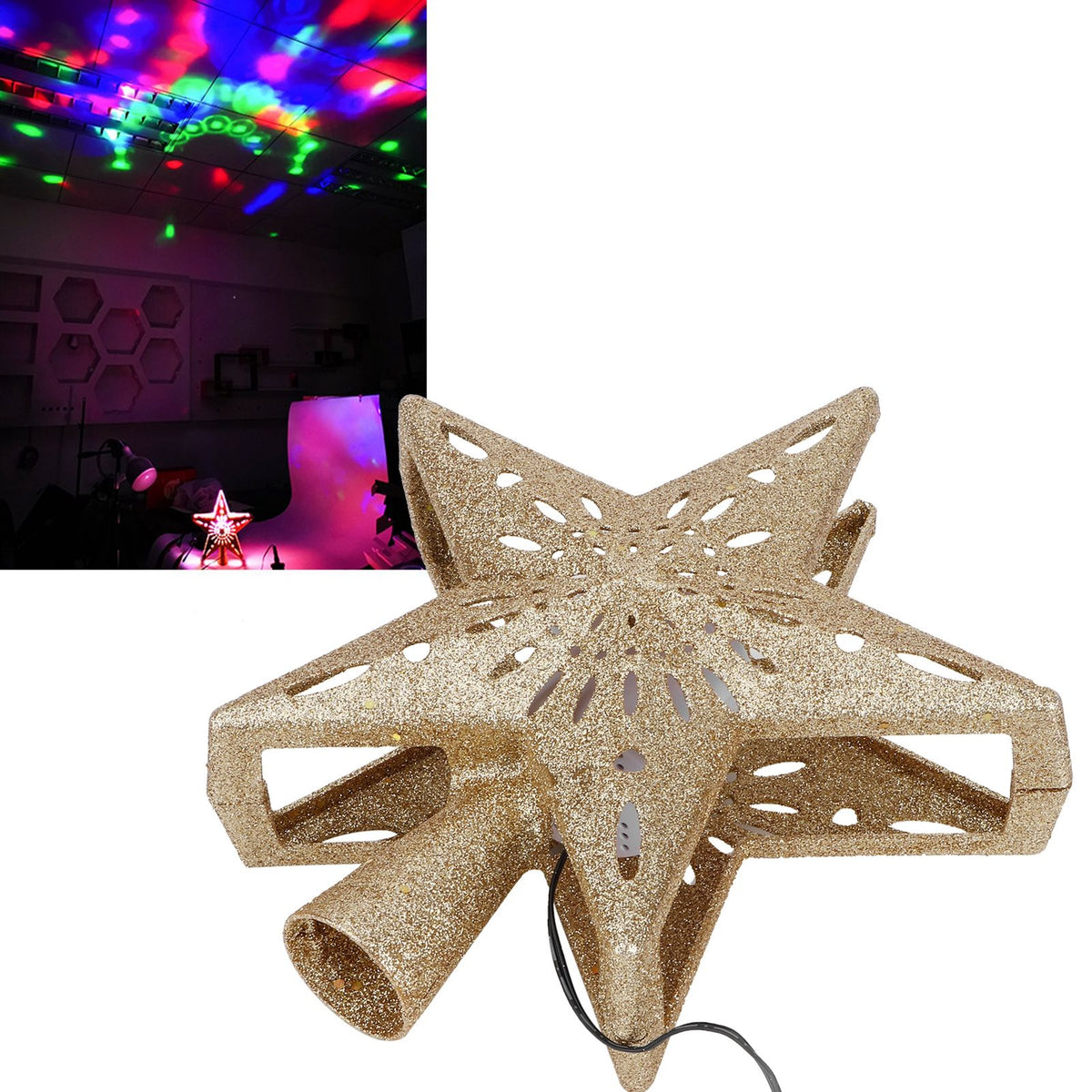 Christmas Tree Topper LED Projector Lights RGB Projection Lamp for Christmas Tree DecorUS Plug 120V
