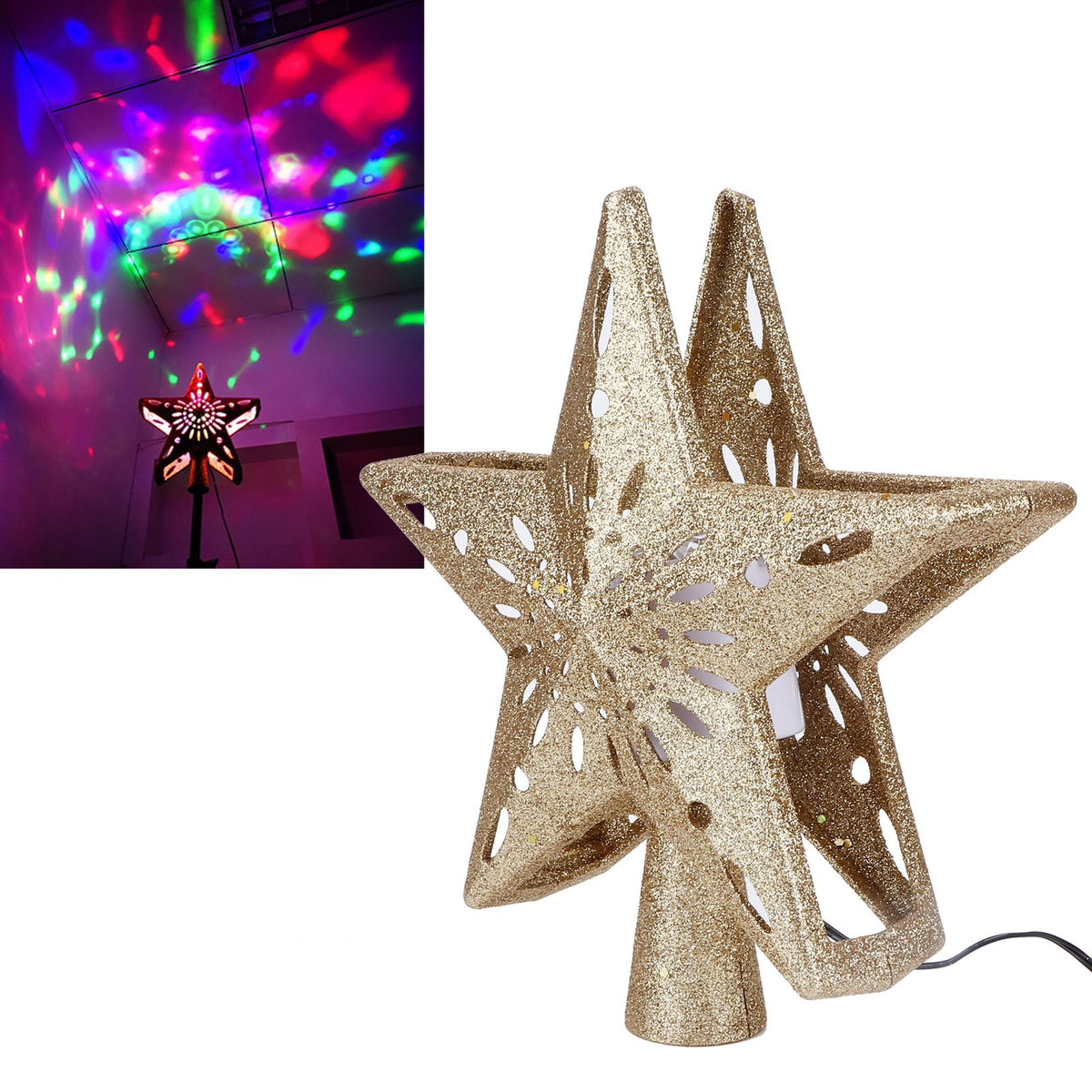 Christmas Tree Topper LED Projector Lights RGB Projection Lamp for Christmas Tree DecorEU Plug 220‑240V