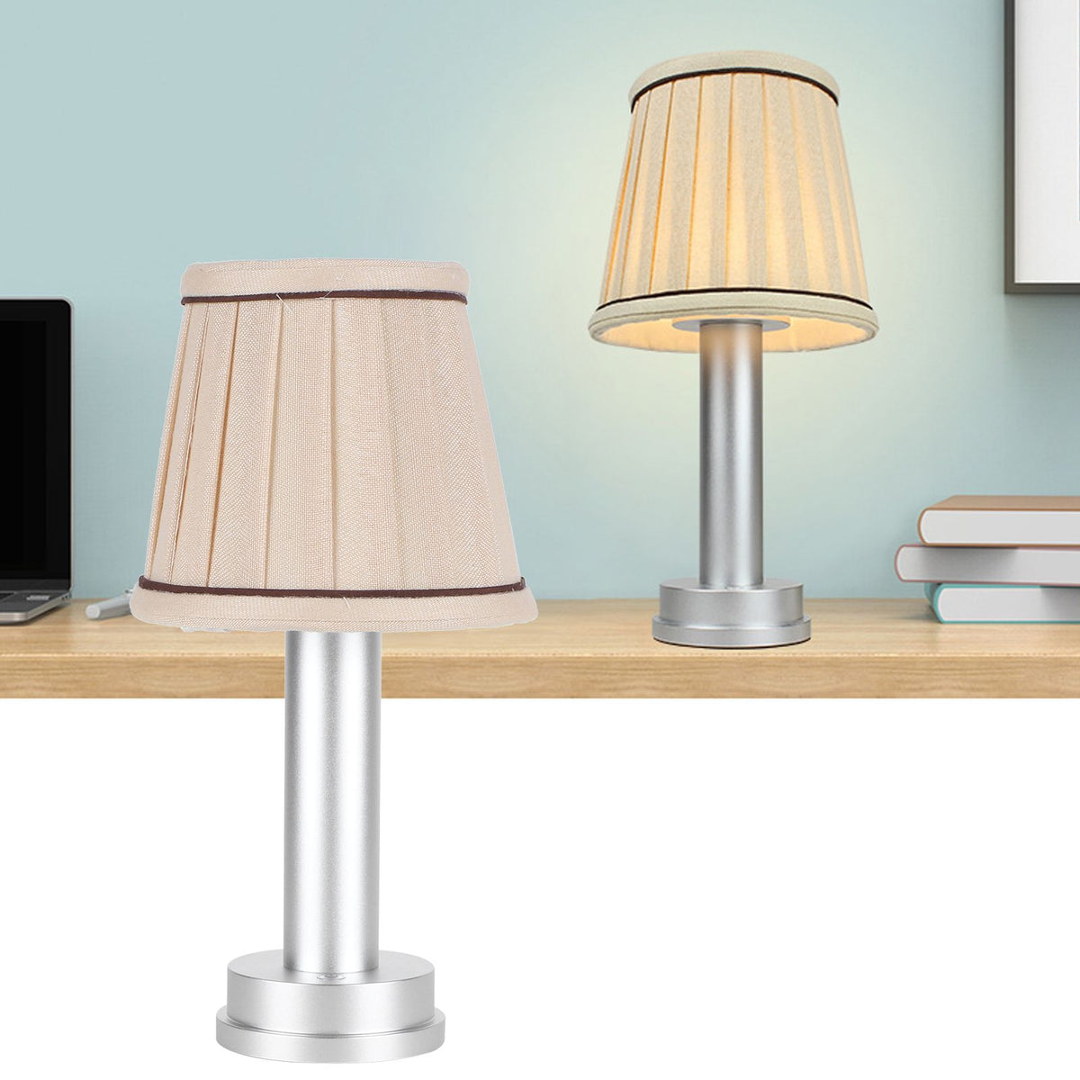 Fabric Desk Light 2-Level Dimming USB LED Table Lamp for Home Office Restaurant Warm Light 5V