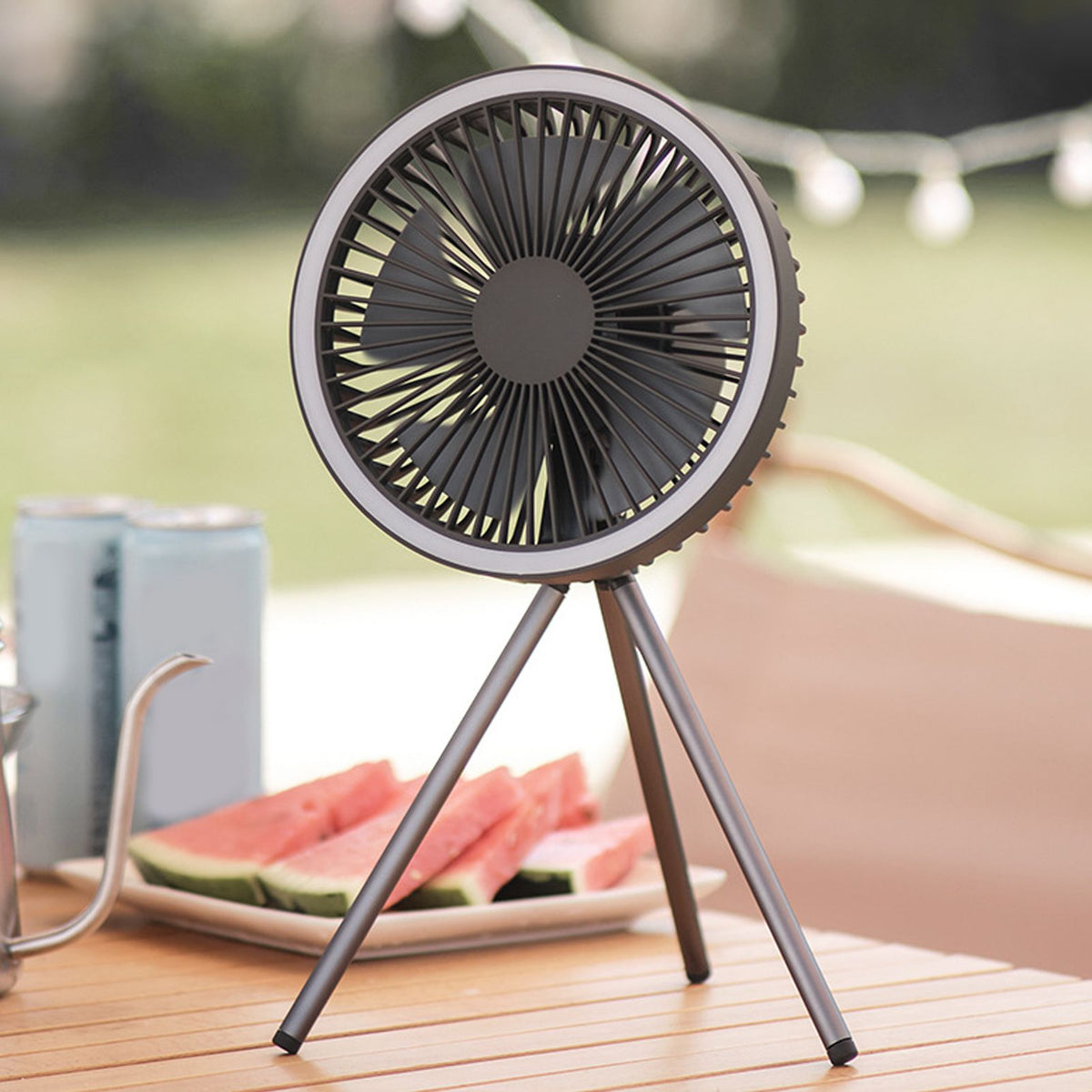 Tripod Camping Fan LED 10000mAh Rechargeable Fan Outdoor Portable Fan for Barbecue Fishing Car Trips