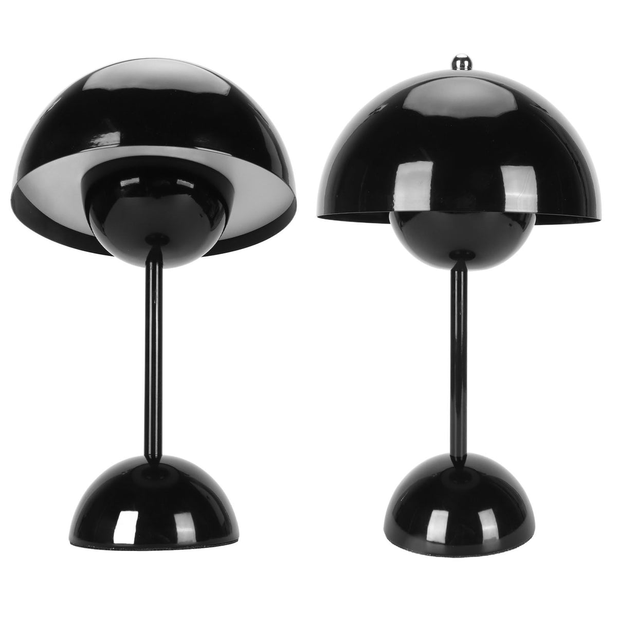 Cordless Table Lamp Iron Touch Dimmable USB Rechargeable Modern LED Bedside Reading Lamp with Mushroom Dome for Bedroom Living Room Office Black