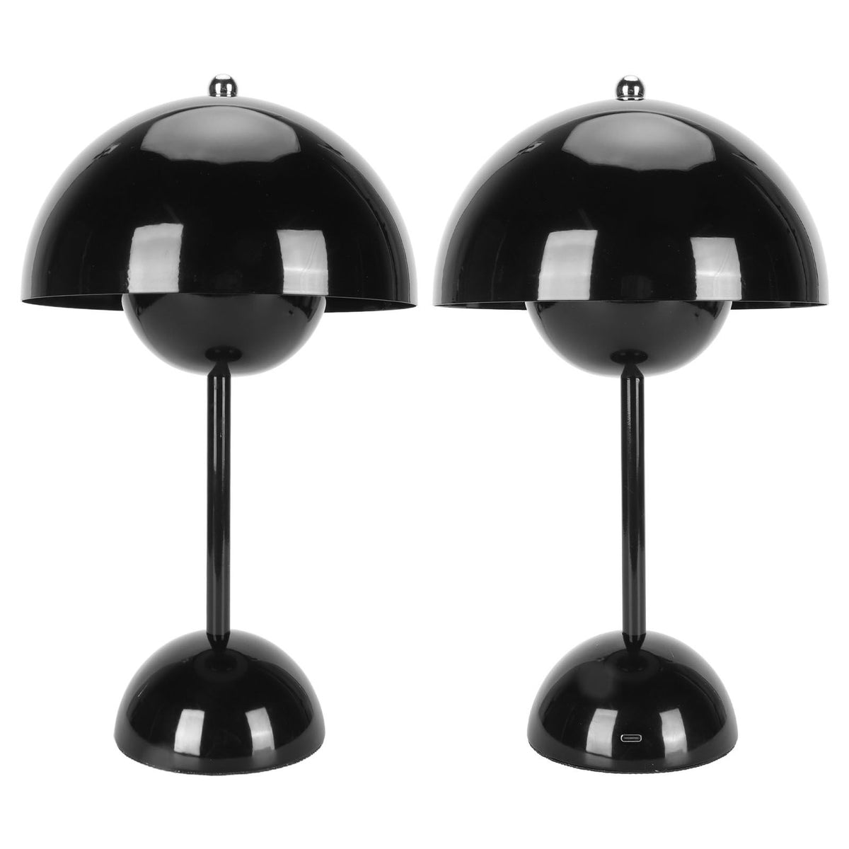 Cordless Table Lamp Iron Touch Dimmable USB Rechargeable Modern LED Bedside Reading Lamp with Mushroom Dome for Bedroom Living Room Office Black