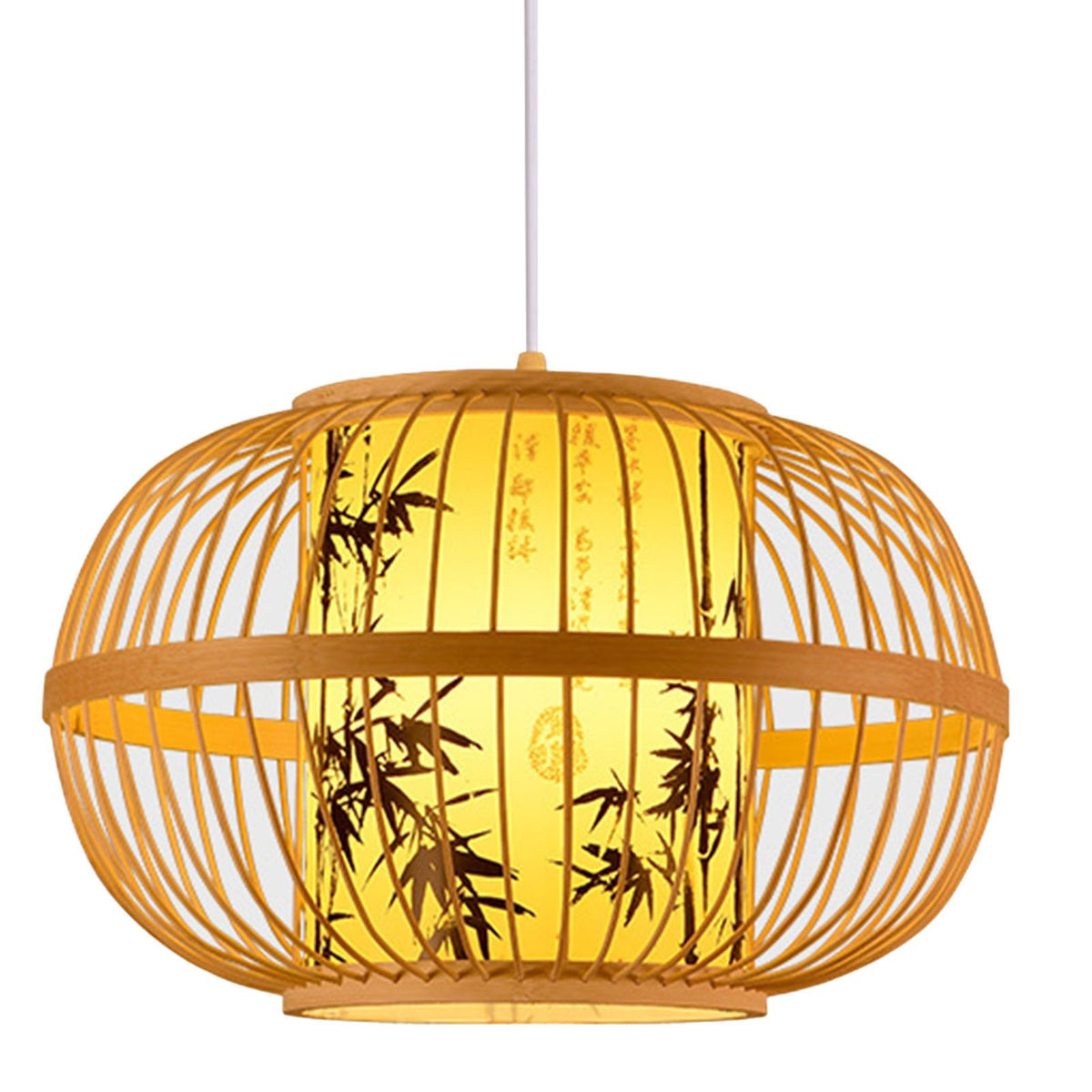 Traditional Woven Pendant Light 111V~240V Hand Woven Bamboo Pendant Light for Home Teahouses