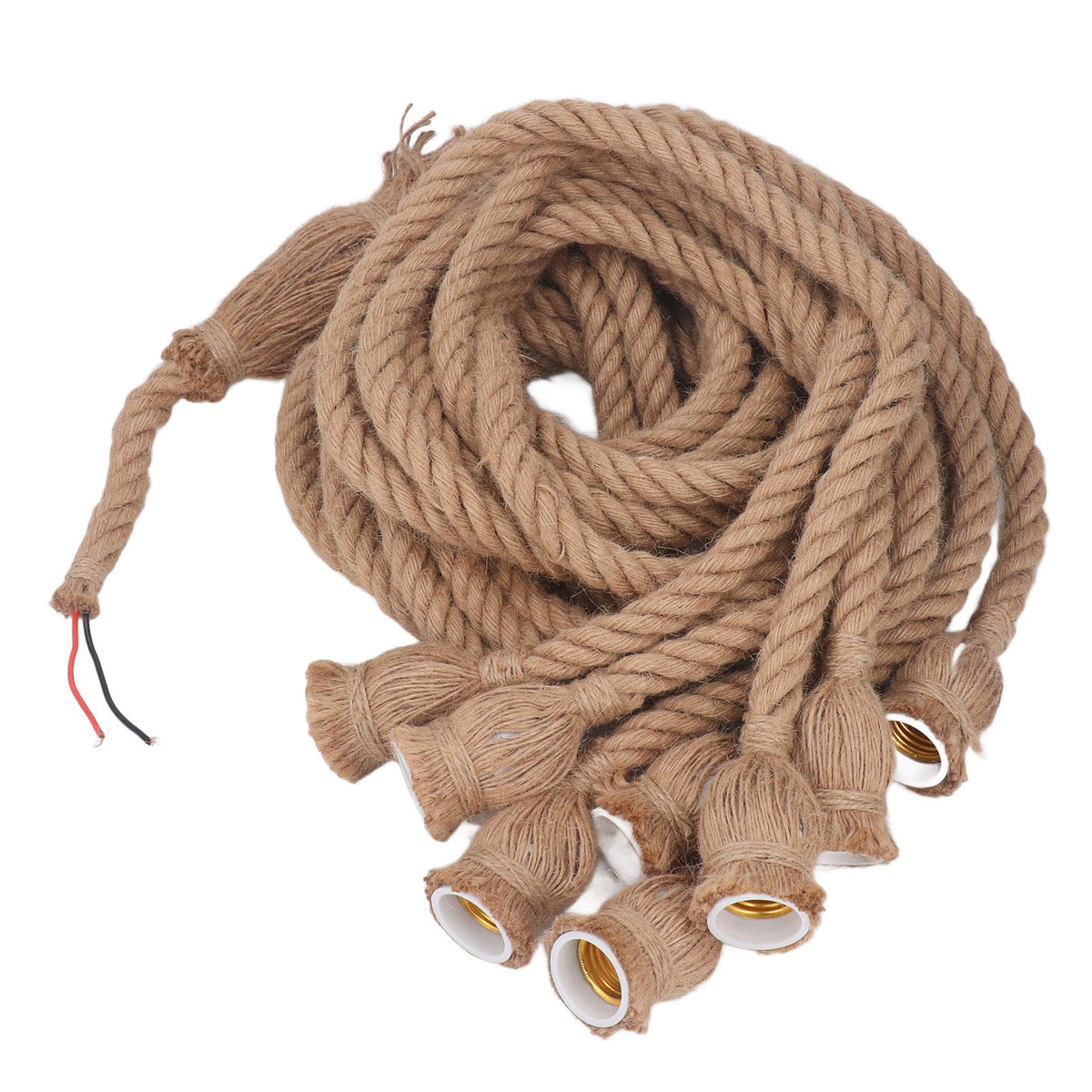 Hemp Rope Pendant Light 8 Heads E27 E26 Lampholder 6.5ft Retro Hanging Light Kit for Bar Restaurant Home 100‑240V