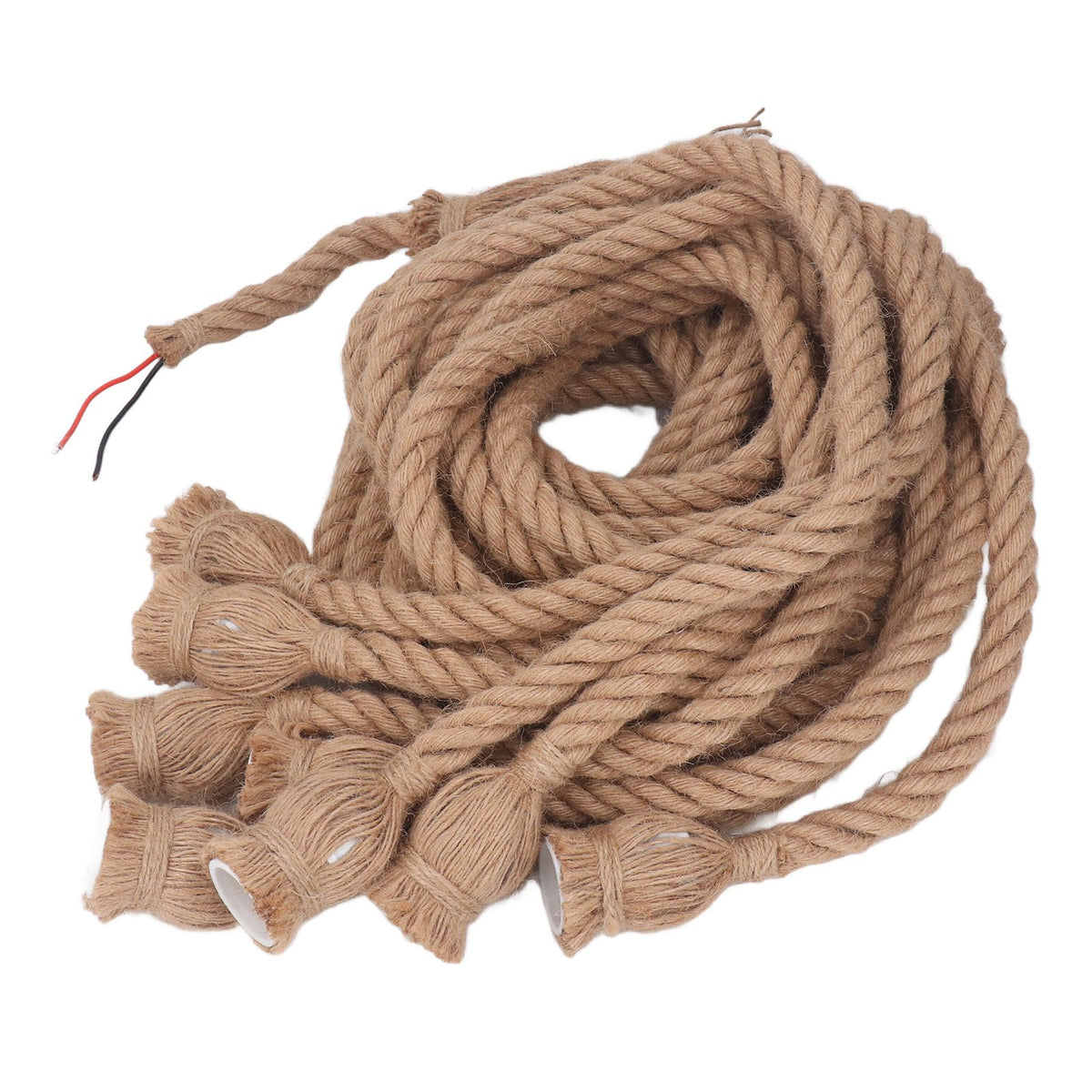 Hemp Rope Pendant Light 8 Heads E27 E26 Lampholder 6.5ft Retro Hanging Light Kit for Bar Restaurant Home 100‑240V