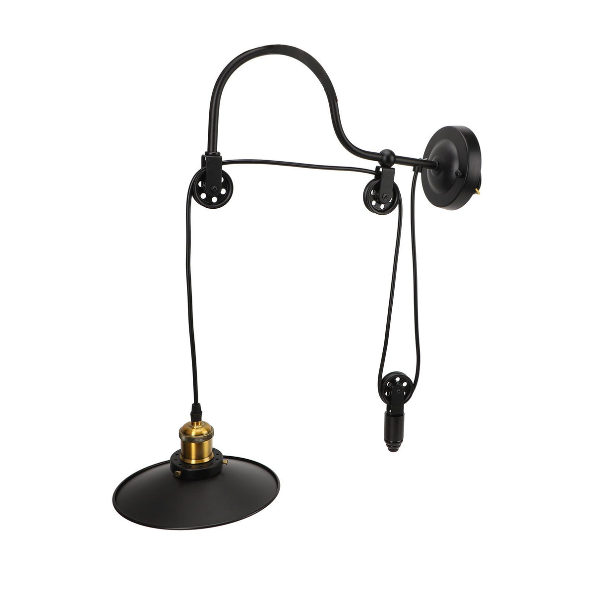 Retractable Wall Lamp Adjustable Lifting Pulley Wall Mounted Sconce Industrial Retro Farmhouse Style for Bedroom Bar 100‑240V