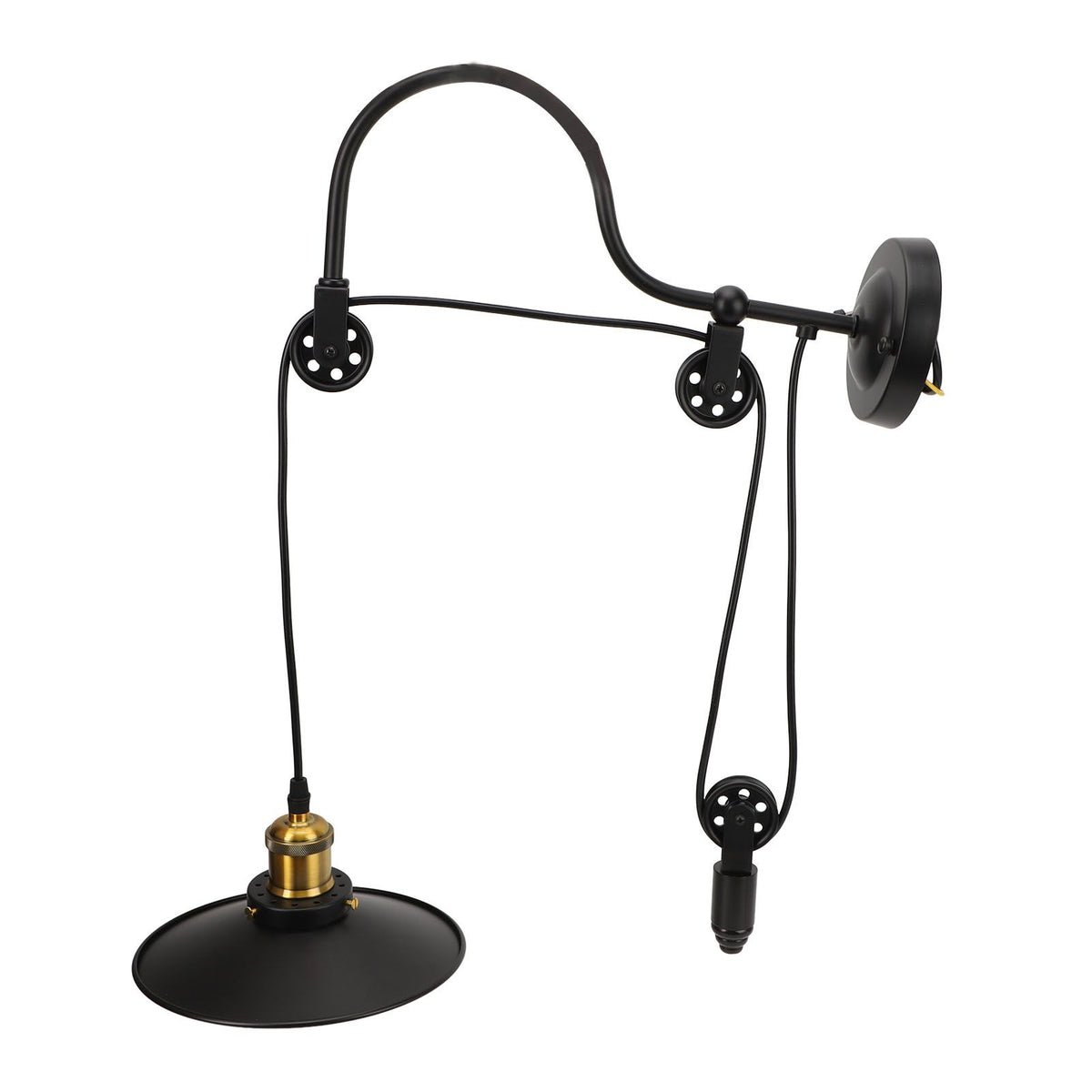 Retractable Wall Lamp Adjustable Lifting Pulley Wall Mounted Sconce Industrial Retro Farmhouse Style for Bedroom Bar 100‑240V