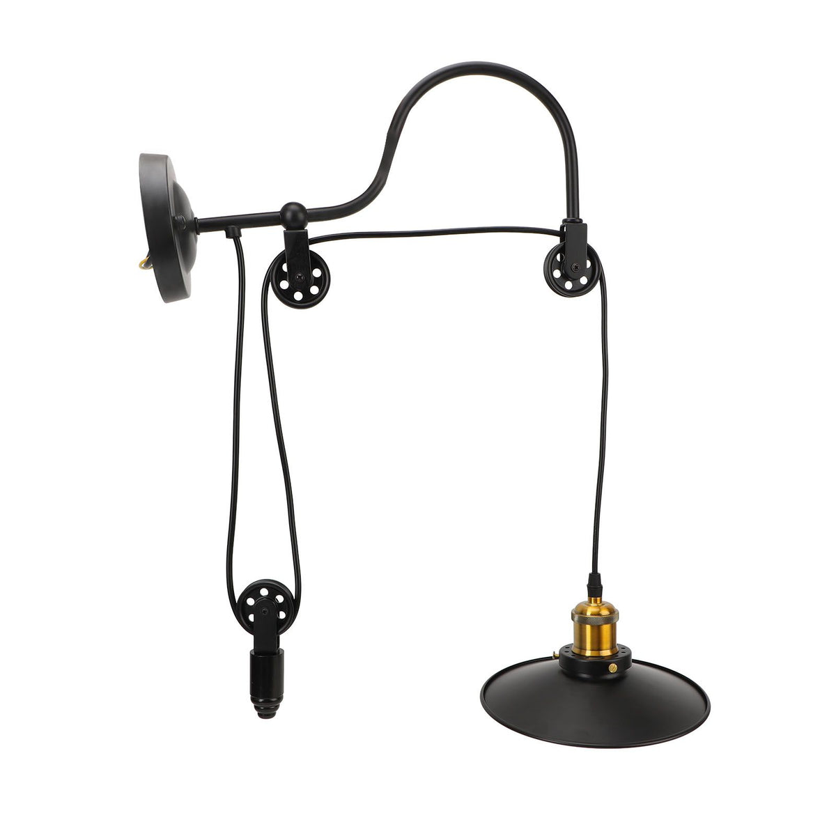 Retractable Wall Lamp Adjustable Lifting Pulley Wall Mounted Sconce Industrial Retro Farmhouse Style for Bedroom Bar 100‑240V