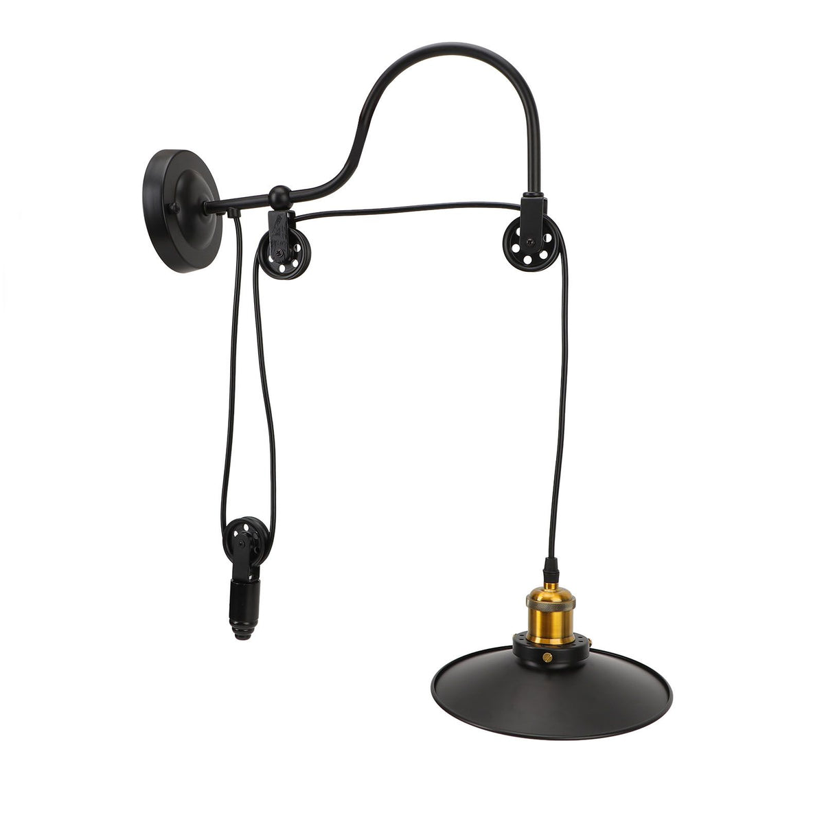 Retractable Wall Lamp Adjustable Lifting Pulley Wall Mounted Sconce Industrial Retro Farmhouse Style for Bedroom Bar 100‑240V