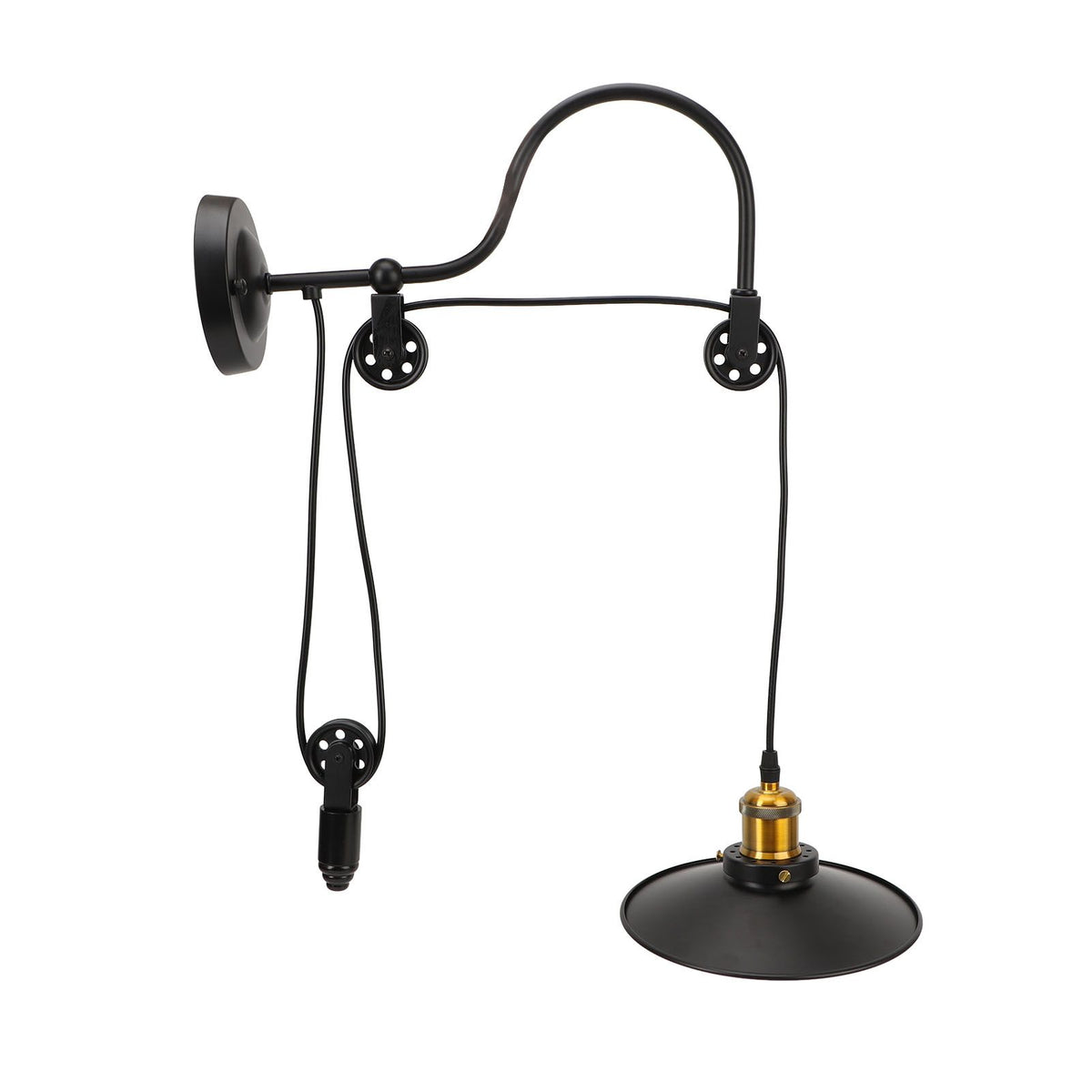 Retractable Wall Lamp Adjustable Lifting Pulley Wall Mounted Sconce Industrial Retro Farmhouse Style for Bedroom Bar 100‑240V