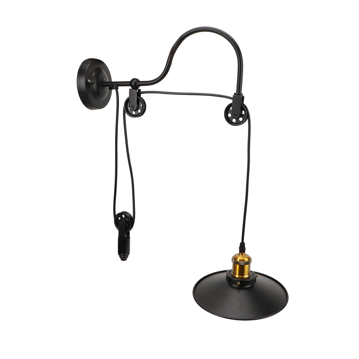 Retractable Wall Lamp Adjustable Lifting Pulley Wall Mounted Sconce Industrial Retro Farmhouse Style for Bedroom Bar 100‑240V