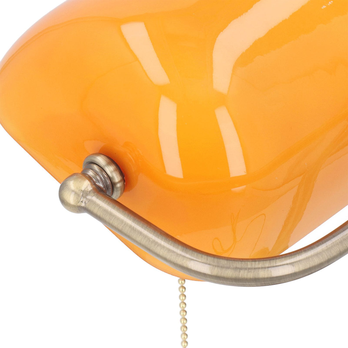 Bankers Desk Lamp Traditional Rustic Glass and Iron Desk Lamp with Pull Chain Switch