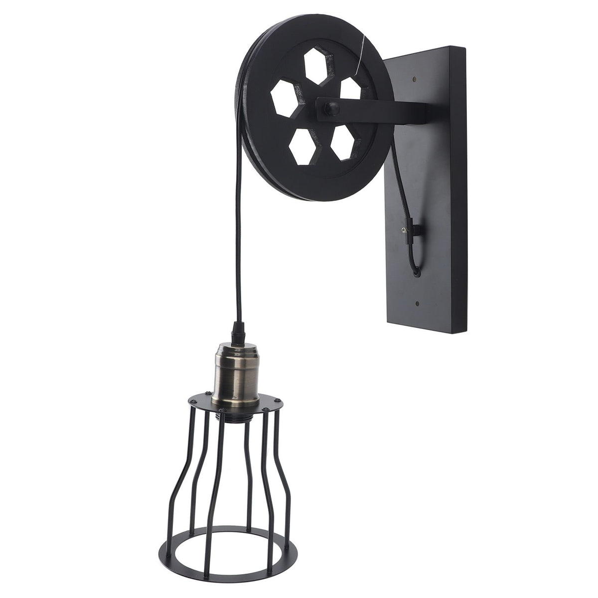 Pulley Wall Lantern Industrial Antique Wall Lamp Indoor Lighting Farmhouse Wall Lamps for Bathroom Kitchen Living Room