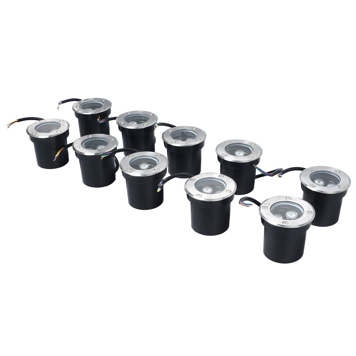 10pcs In Ground Light IP65 Waterproof Recessed LED Ground Lamp for Garden Lawn Deck 85‑265V Warm Light