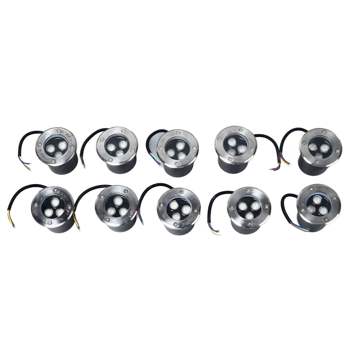 10pcs In Ground Light IP65 Waterproof Recessed LED Ground Lamp for Garden Lawn Deck 85‑265V Warm Light