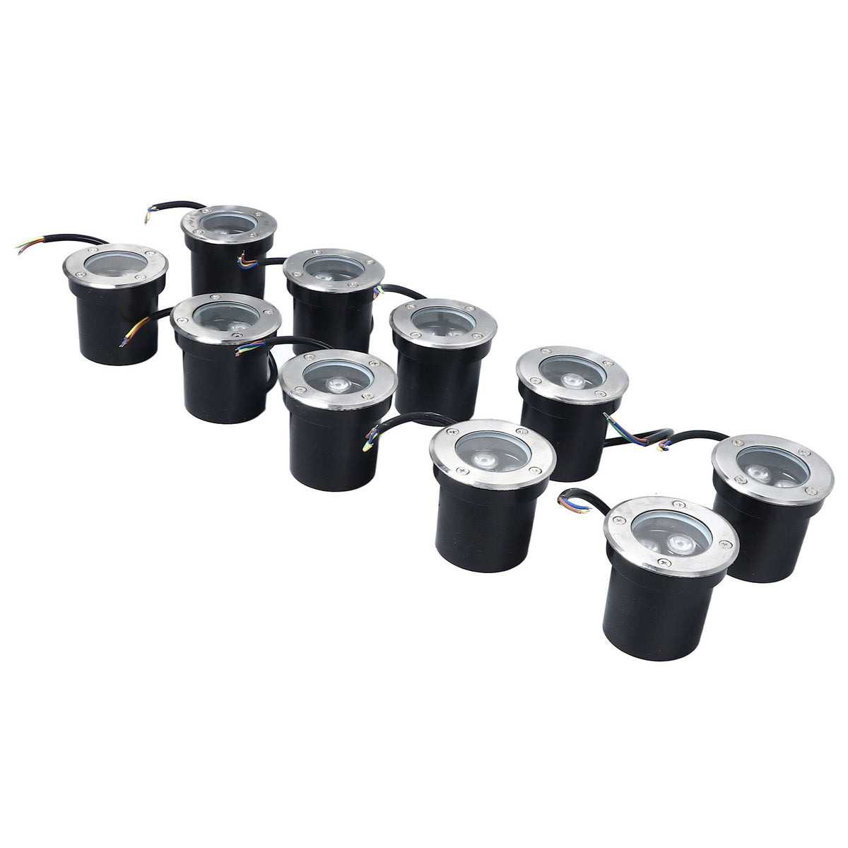 10pcs In Ground Light IP65 Waterproof Recessed LED Ground Lamp for Garden Lawn Deck 85‑265V Warm Light