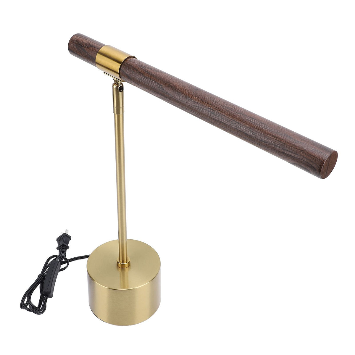 Wood Grain LED Desk Lamp with Plug Adjustable Light Head Modern Simple Foldable LED Reading Table Lamp for Bedroom Study