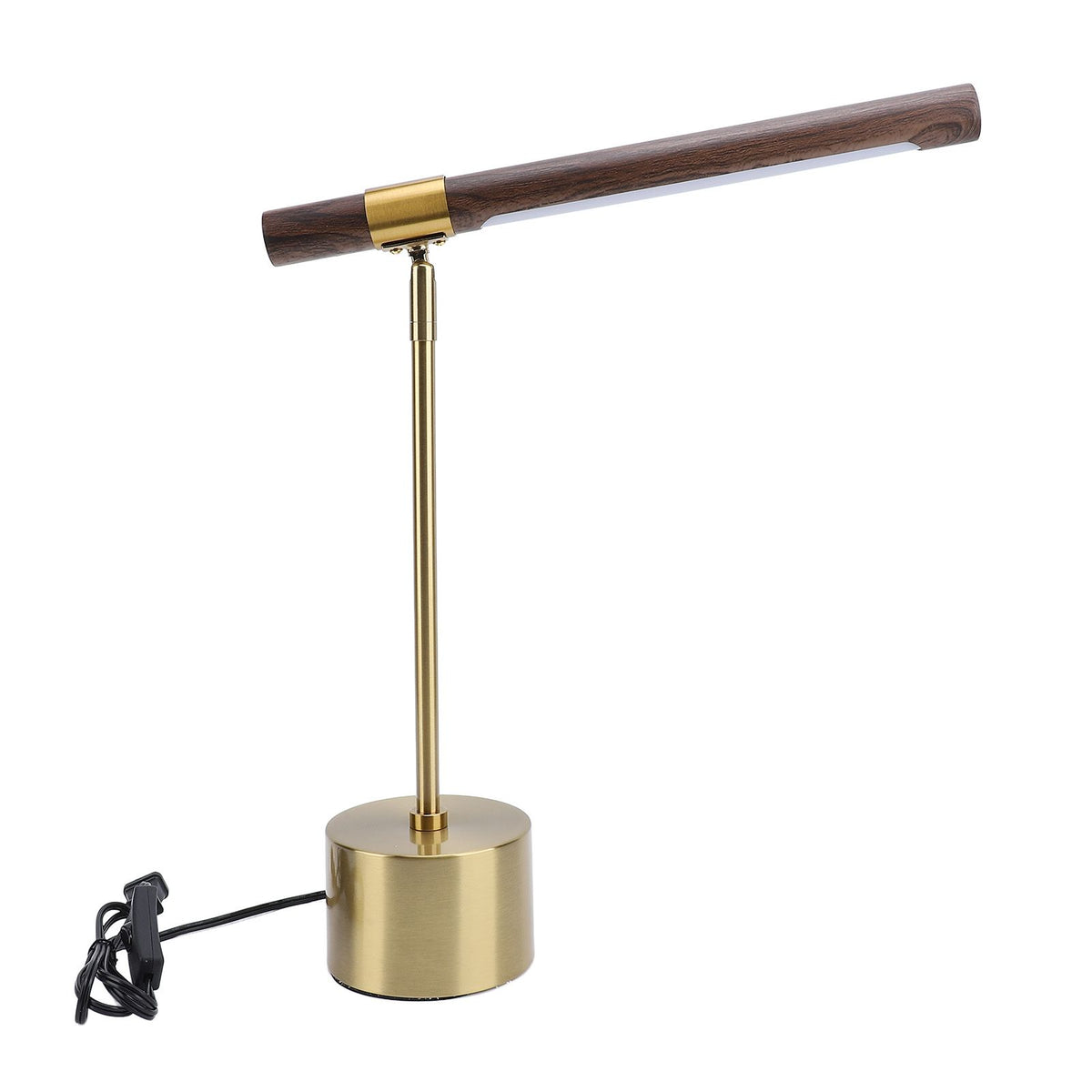 Wood Grain LED Desk Lamp with Plug Adjustable Light Head Modern Simple Foldable LED Reading Table Lamp for Bedroom Study