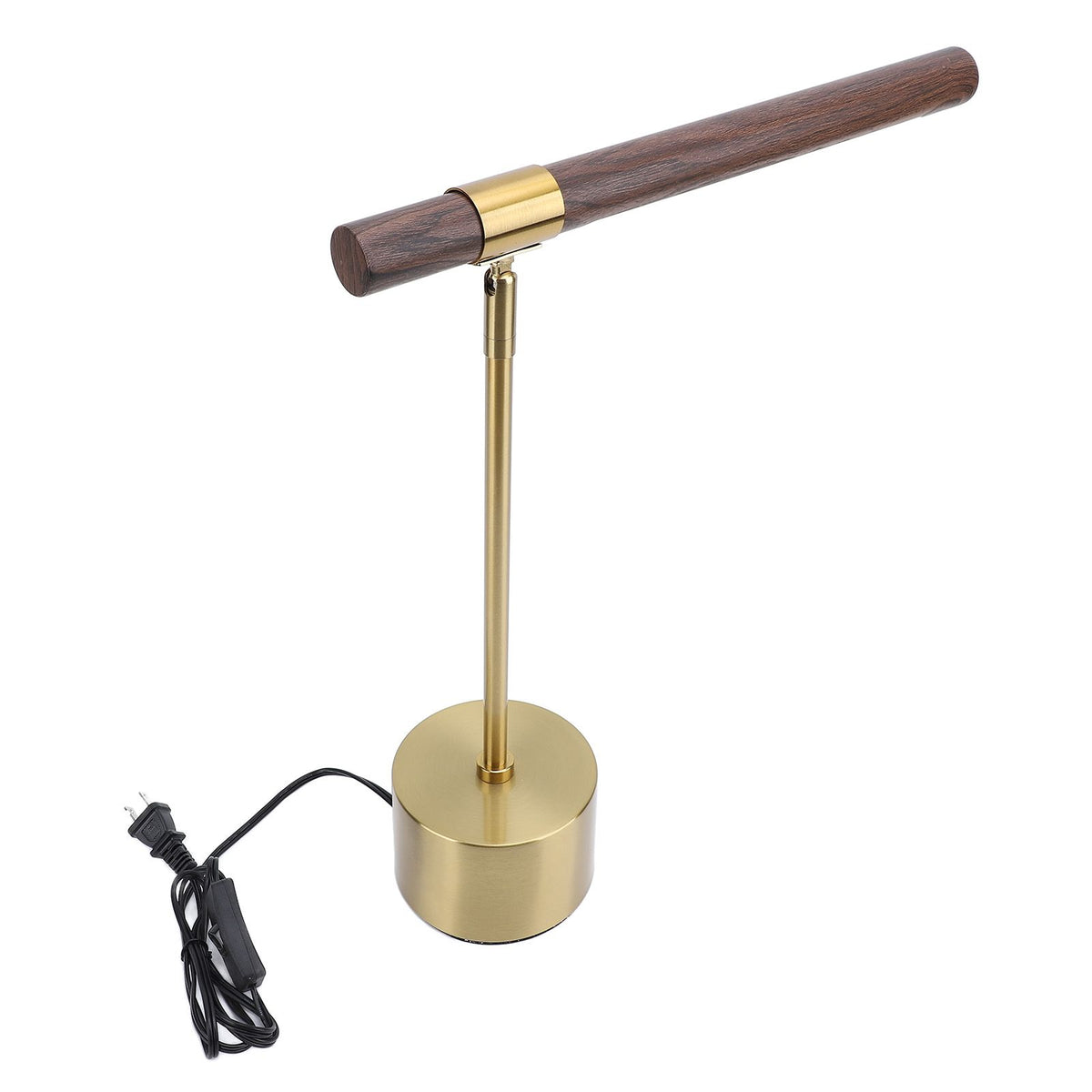 Wood Grain LED Desk Lamp with Plug Adjustable Light Head Modern Simple Foldable LED Reading Table Lamp for Bedroom Study