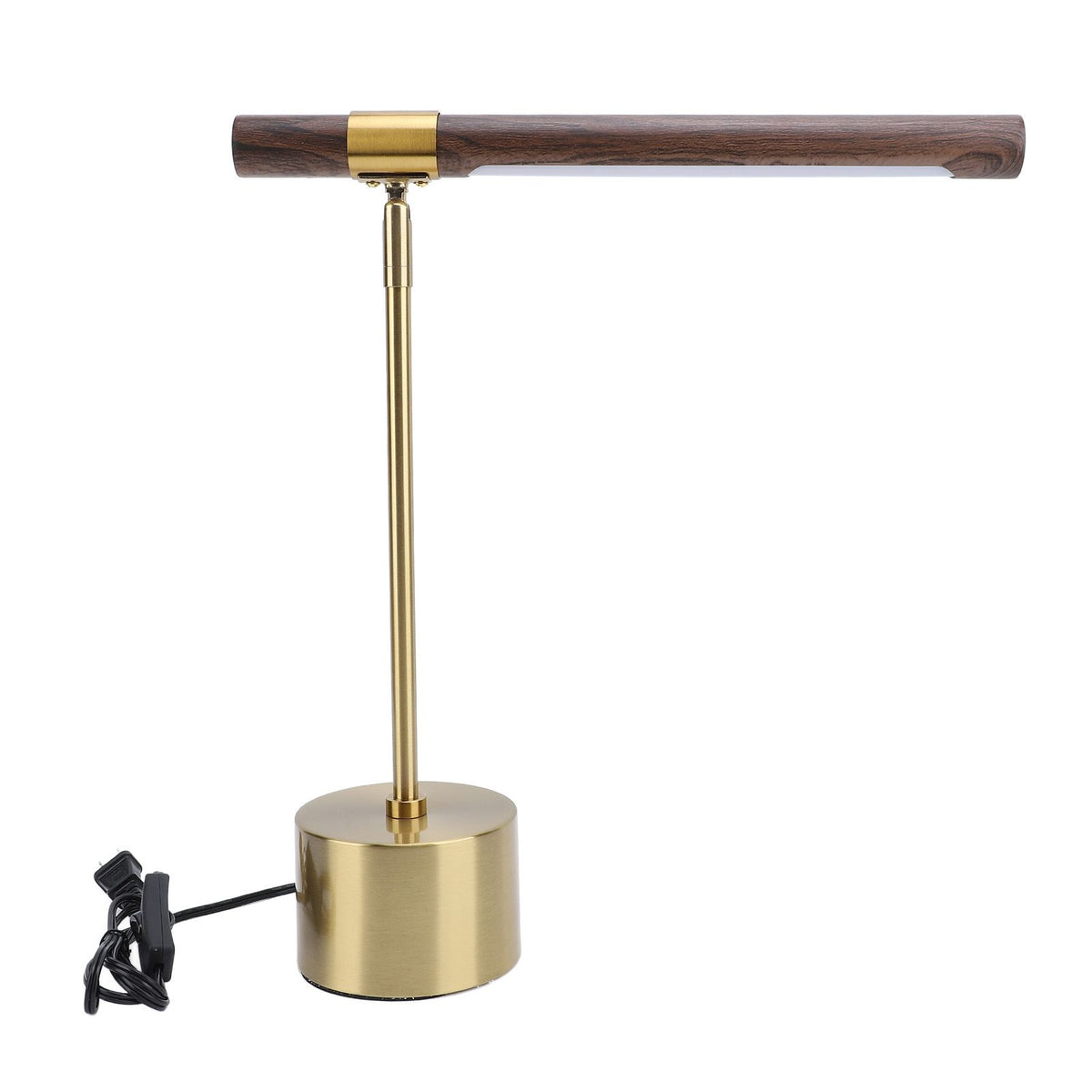 Wood Grain LED Desk Lamp with Plug Adjustable Light Head Modern Simple Foldable LED Reading Table Lamp for Bedroom Study