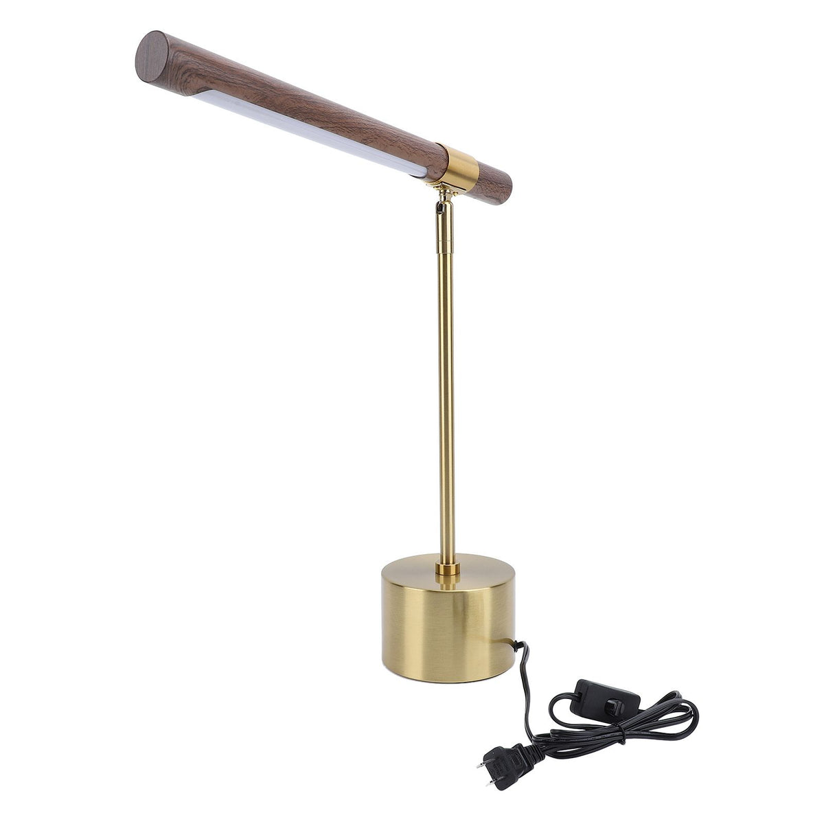 Wood Grain LED Desk Lamp with Plug Adjustable Light Head Modern Simple Foldable LED Reading Table Lamp for Bedroom Study
