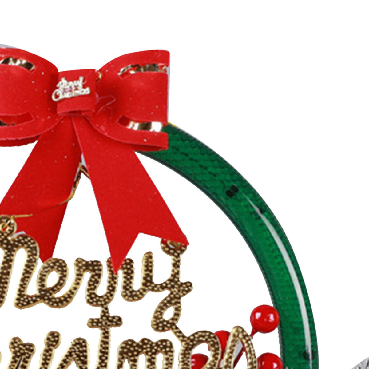 Christmas Wreath Light Decoration Artificial Red Berry Pine Needle LED Lighted Christmas Wreath Decor Gold Silver Flower