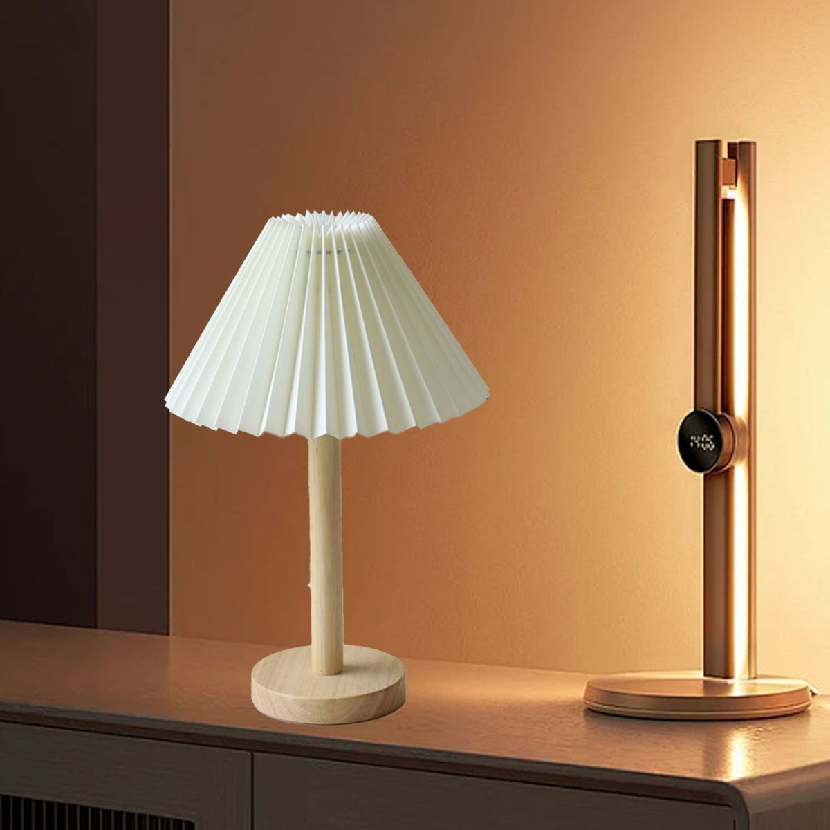 LED Bedside Lamp Minimalist Night Light USB Powered Decorative Desk Lamp for Bedroom Study Room Beige White