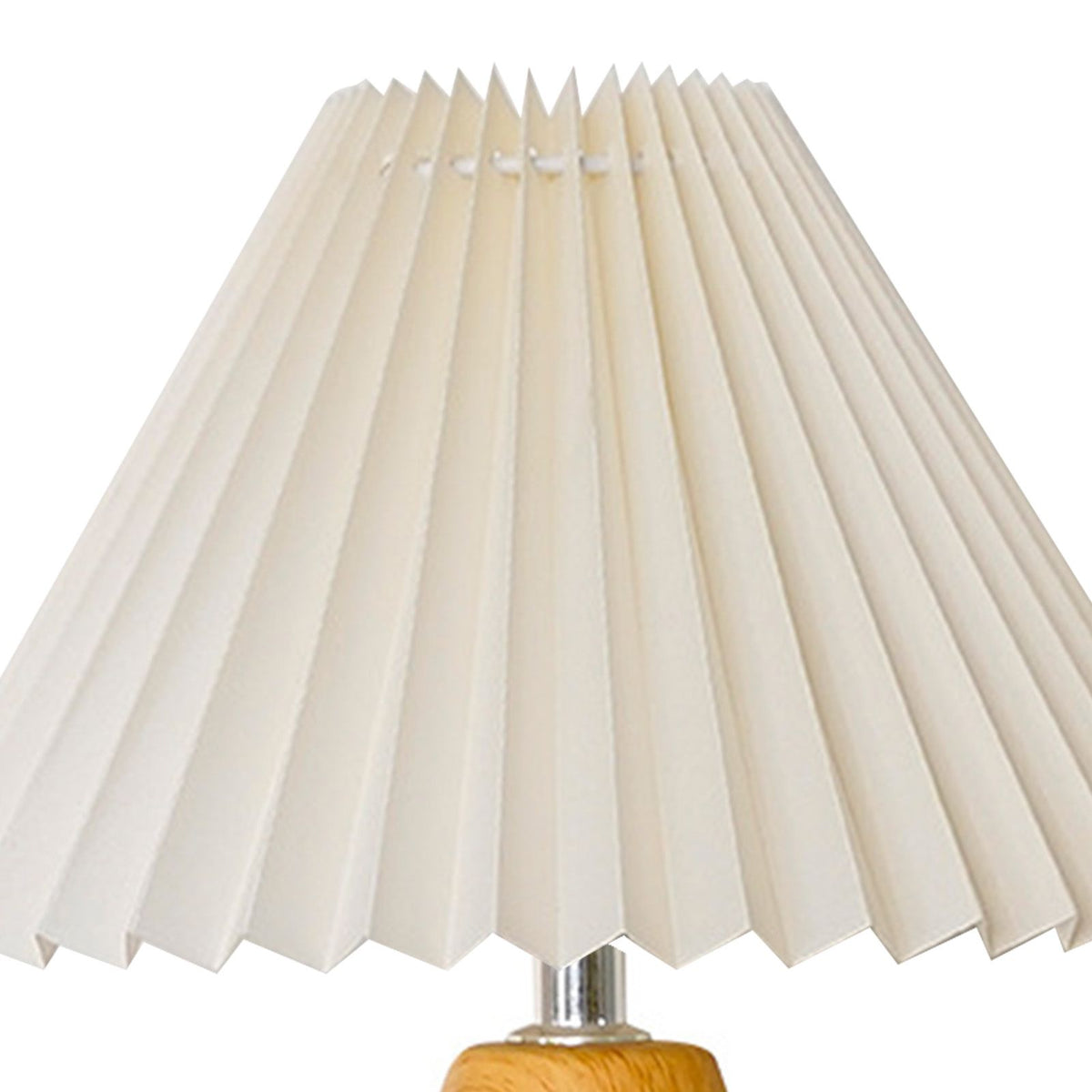 Table Lamp Pleated 3 Color Remote Control Dimmable Bedroom Bedside Night Light Retro Nordic Imitation Wood Grain creamy White