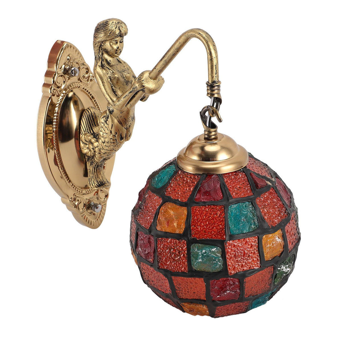 Turkish Wall Sconce Glass Iron 60W E27 E26 Hardwired Decorative Mosaic Wall Lamp for Living Room Bedroom