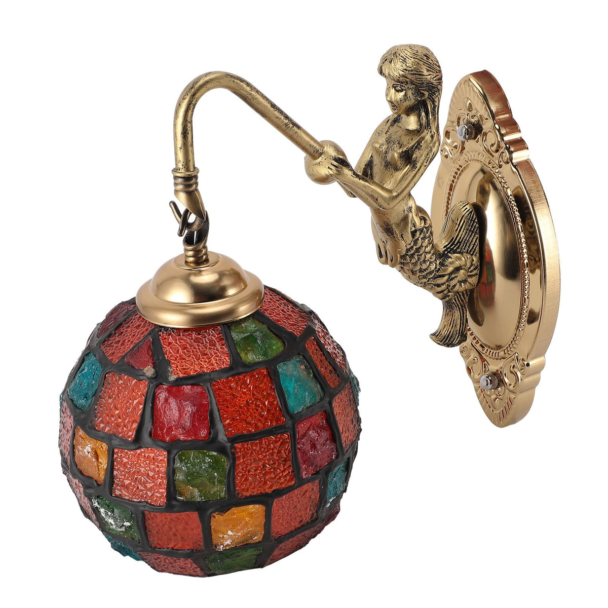 Turkish Wall Sconce Glass Iron 60W E27 E26 Hardwired Decorative Mosaic Wall Lamp for Living Room Bedroom
