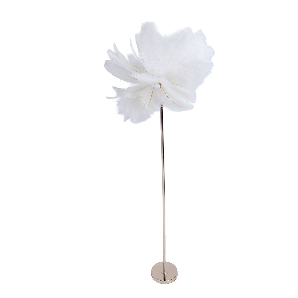 Ostrich Plume Floor Lamp Iron Art 61 Inch LED USB Stepless Dimmable Modern Decorative Standing Lamp for Bedside Living Room White