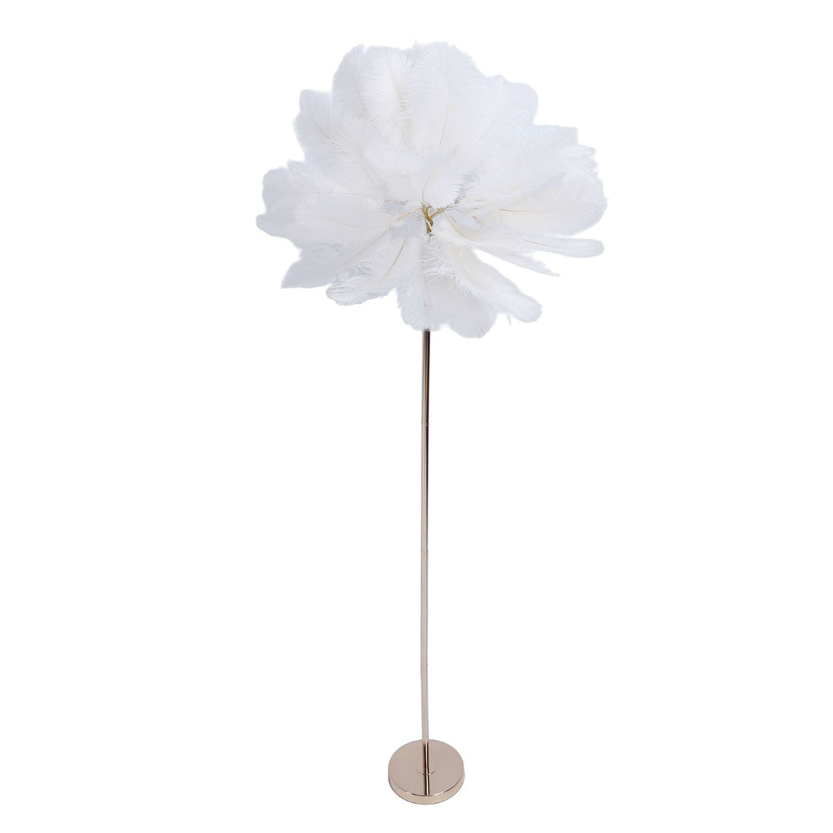 Ostrich Plume Floor Lamp Iron Art 61 Inch LED USB Stepless Dimmable Modern Decorative Standing Lamp for Bedside Living Room White