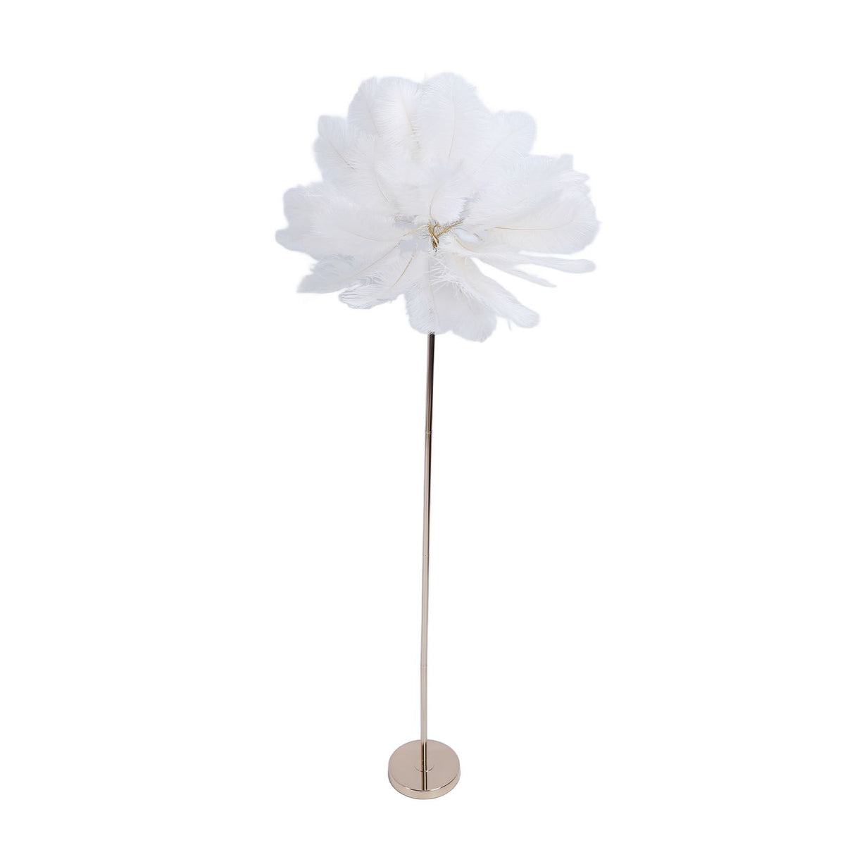 Ostrich Plume Floor Lamp Iron Art 61 Inch LED USB Stepless Dimmable Modern Decorative Standing Lamp for Bedside Living Room White