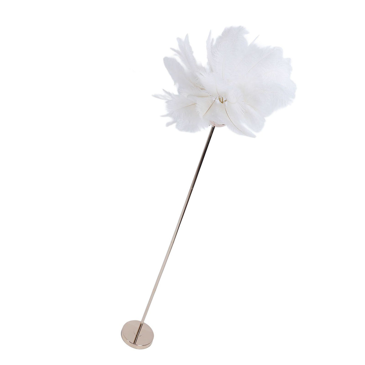 Ostrich Plume Floor Lamp Iron Art 61 Inch LED USB Stepless Dimmable Modern Decorative Standing Lamp for Bedside Living Room White