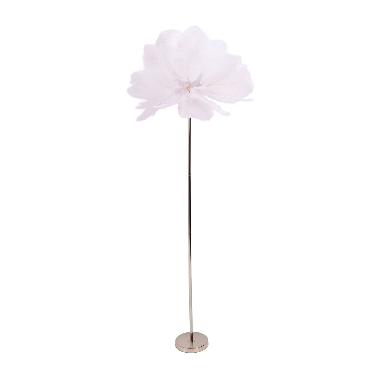 Ostrich Plume Floor Lamp Iron Art 61 Inch LED USB Stepless Dimmable Modern Decorative Standing Lamp for Bedside Living Room Pink